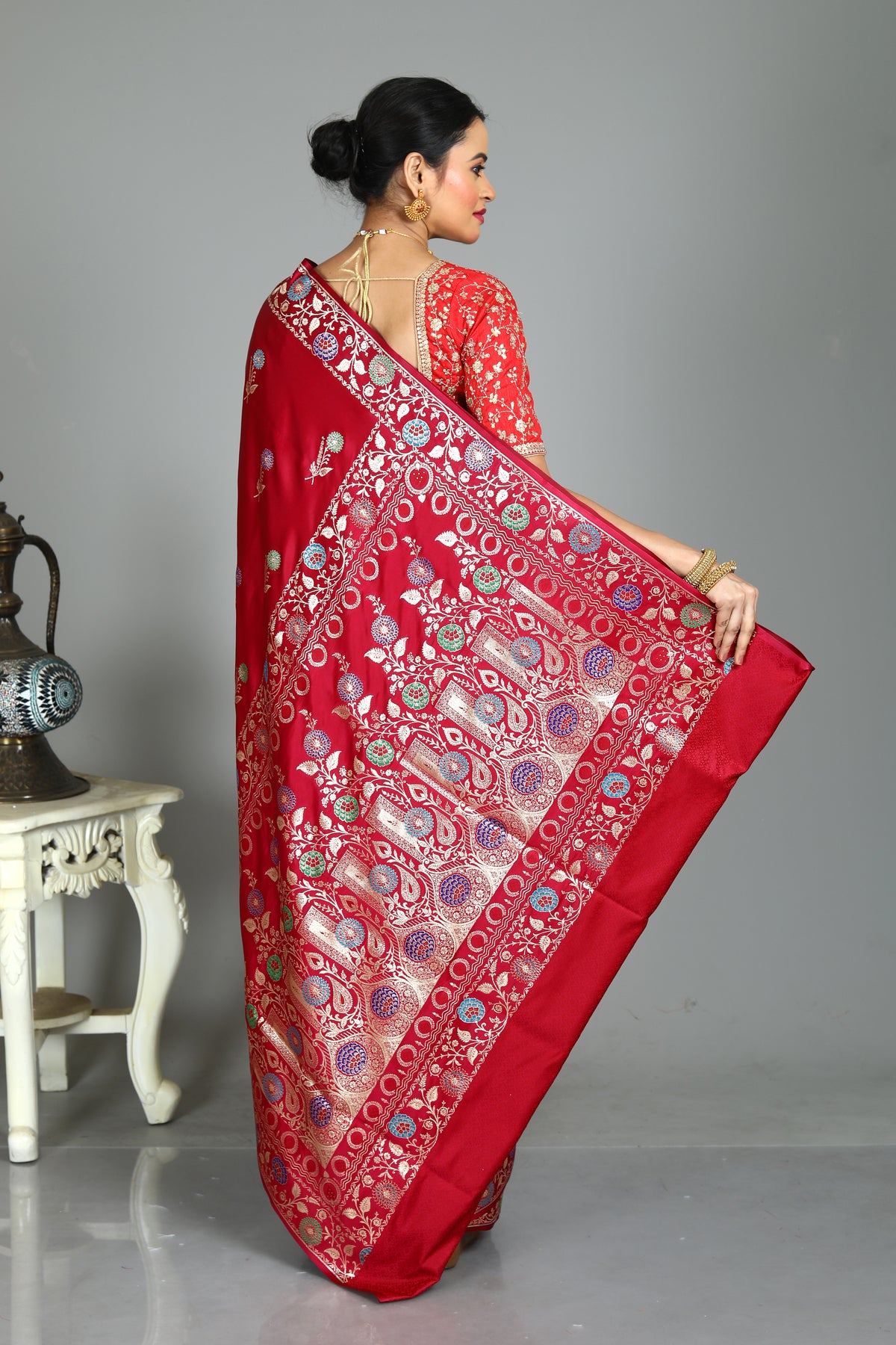 Magenta Blended Mashru Silk Saree