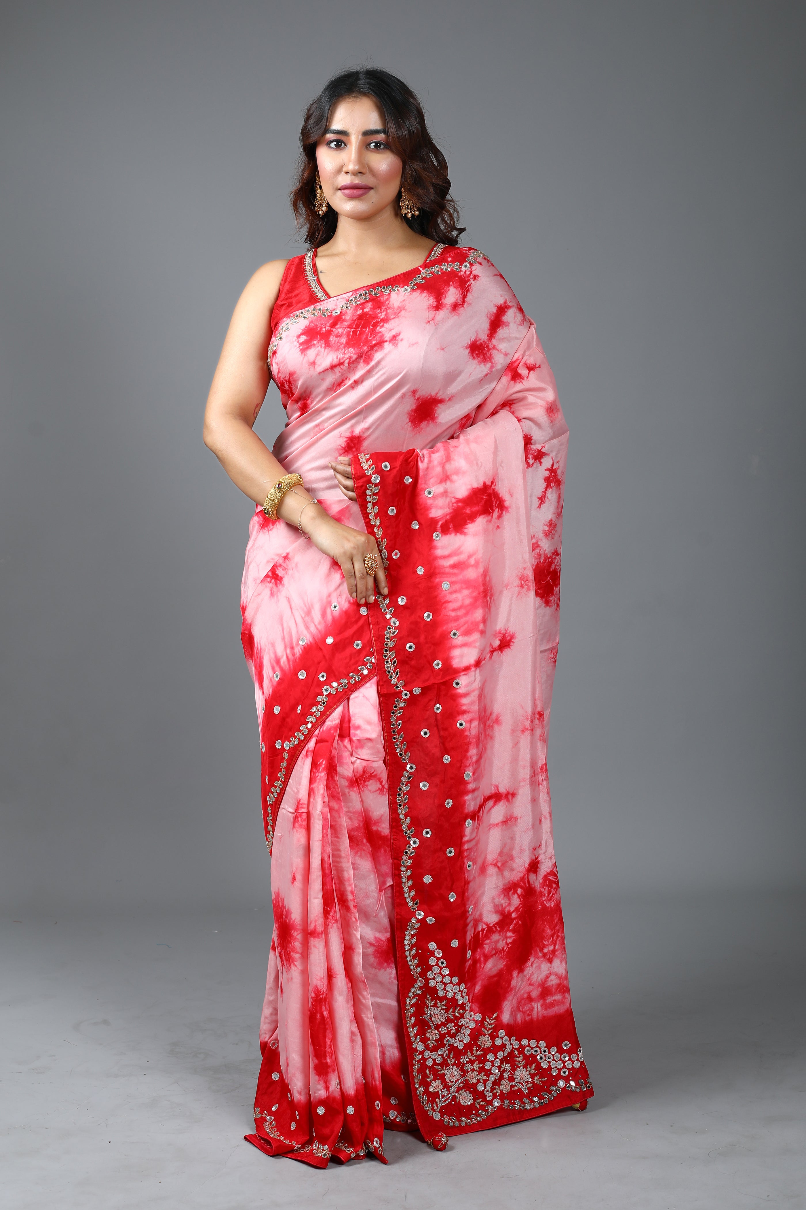 Exquisite Tie & Dye Dola Silk Saree