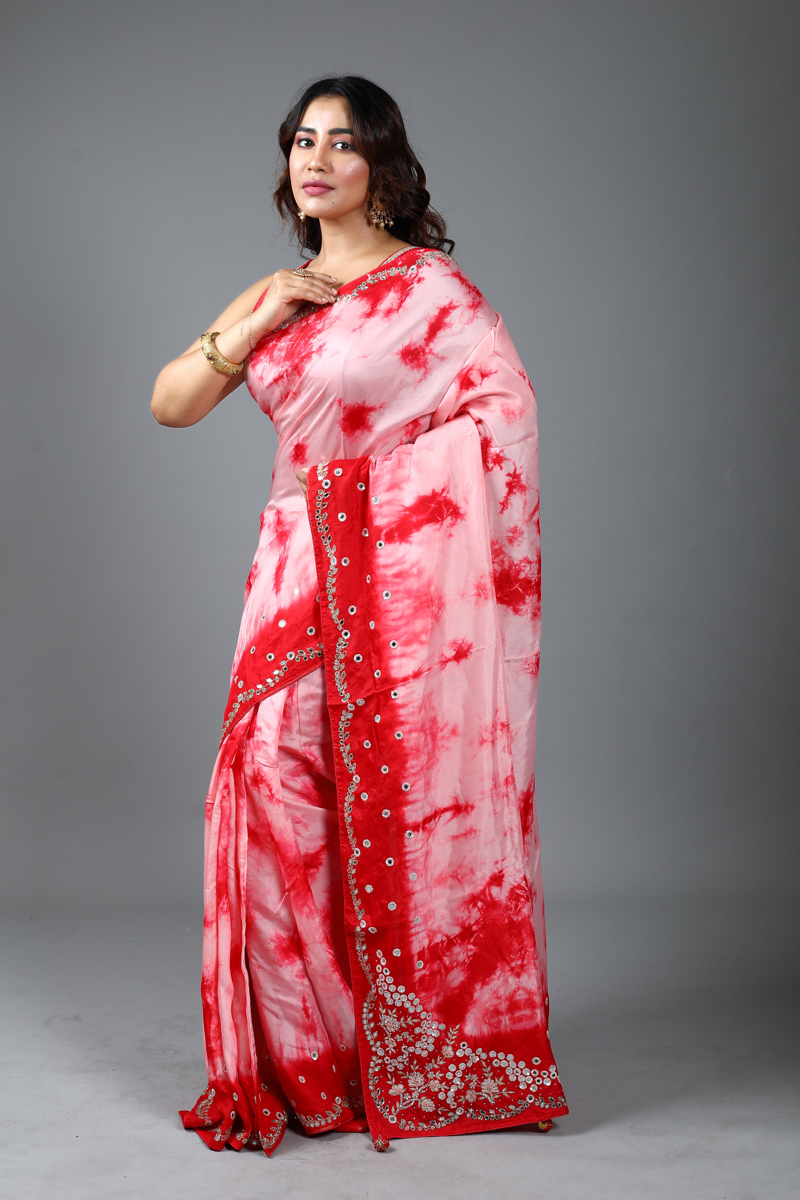 Exquisite Tie & Dye Dola Silk Saree