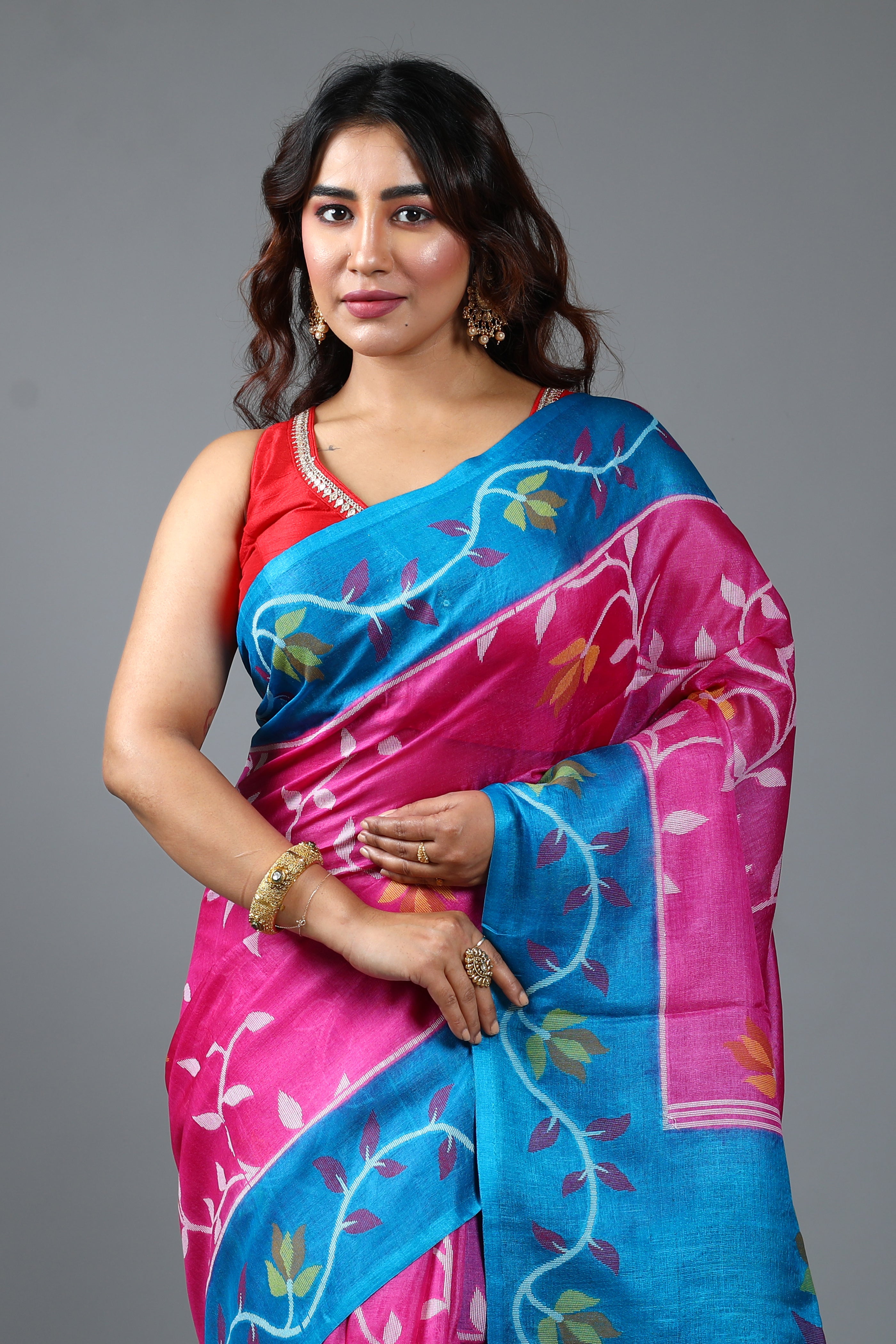 Pink Pure Tussar Saree