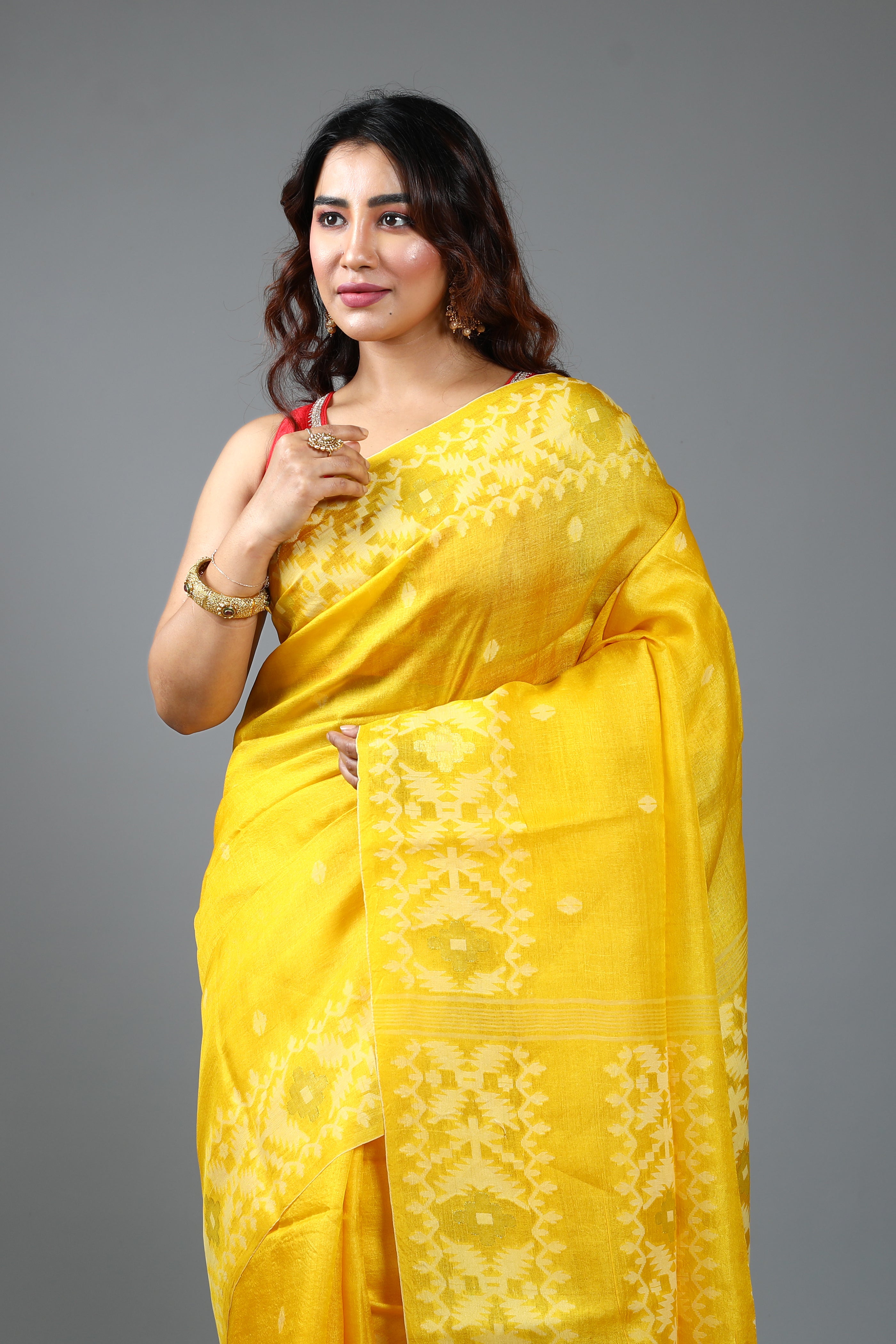 Yellow Pure Tussar Saree