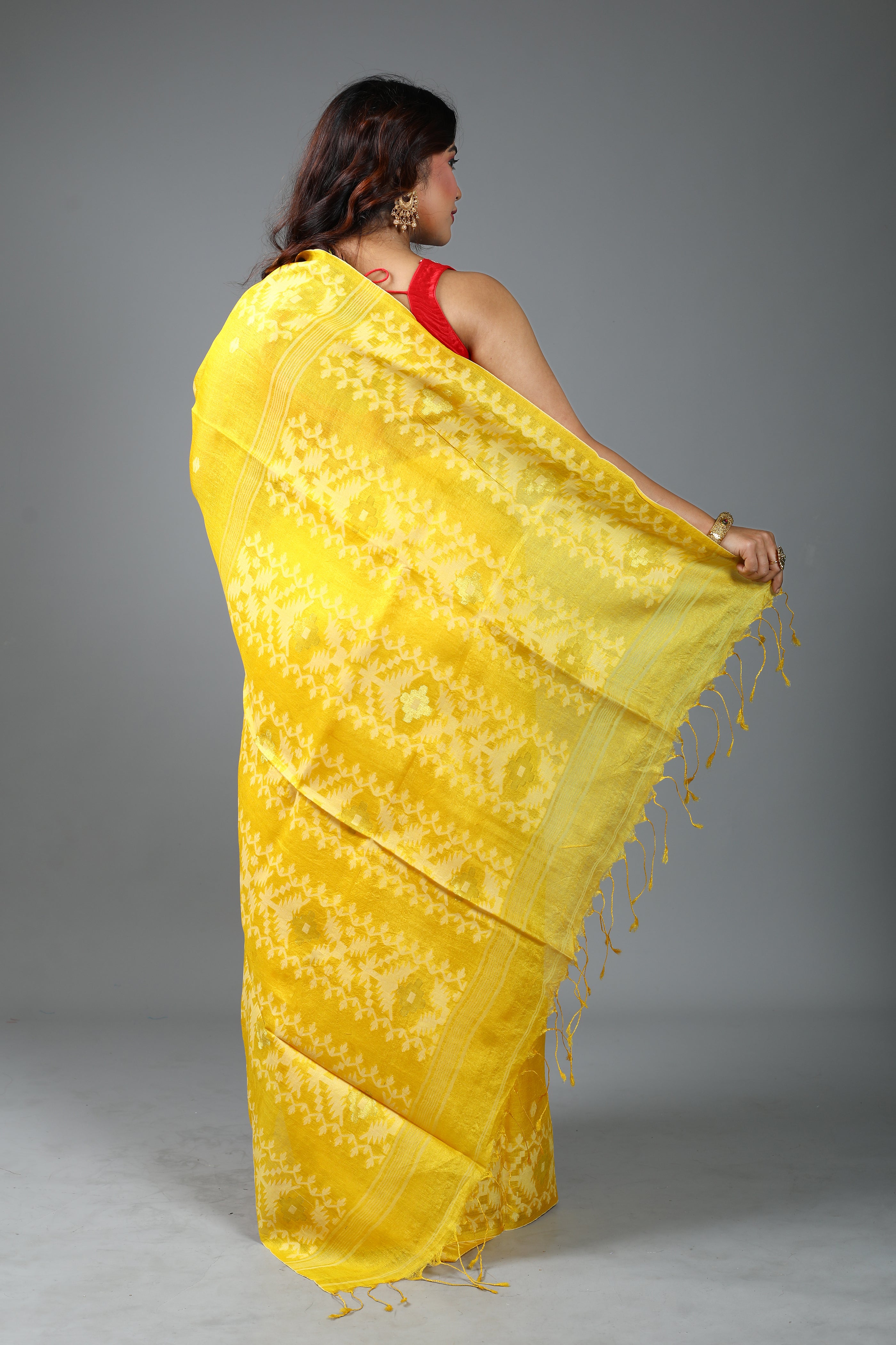 Yellow Pure Tussar Saree