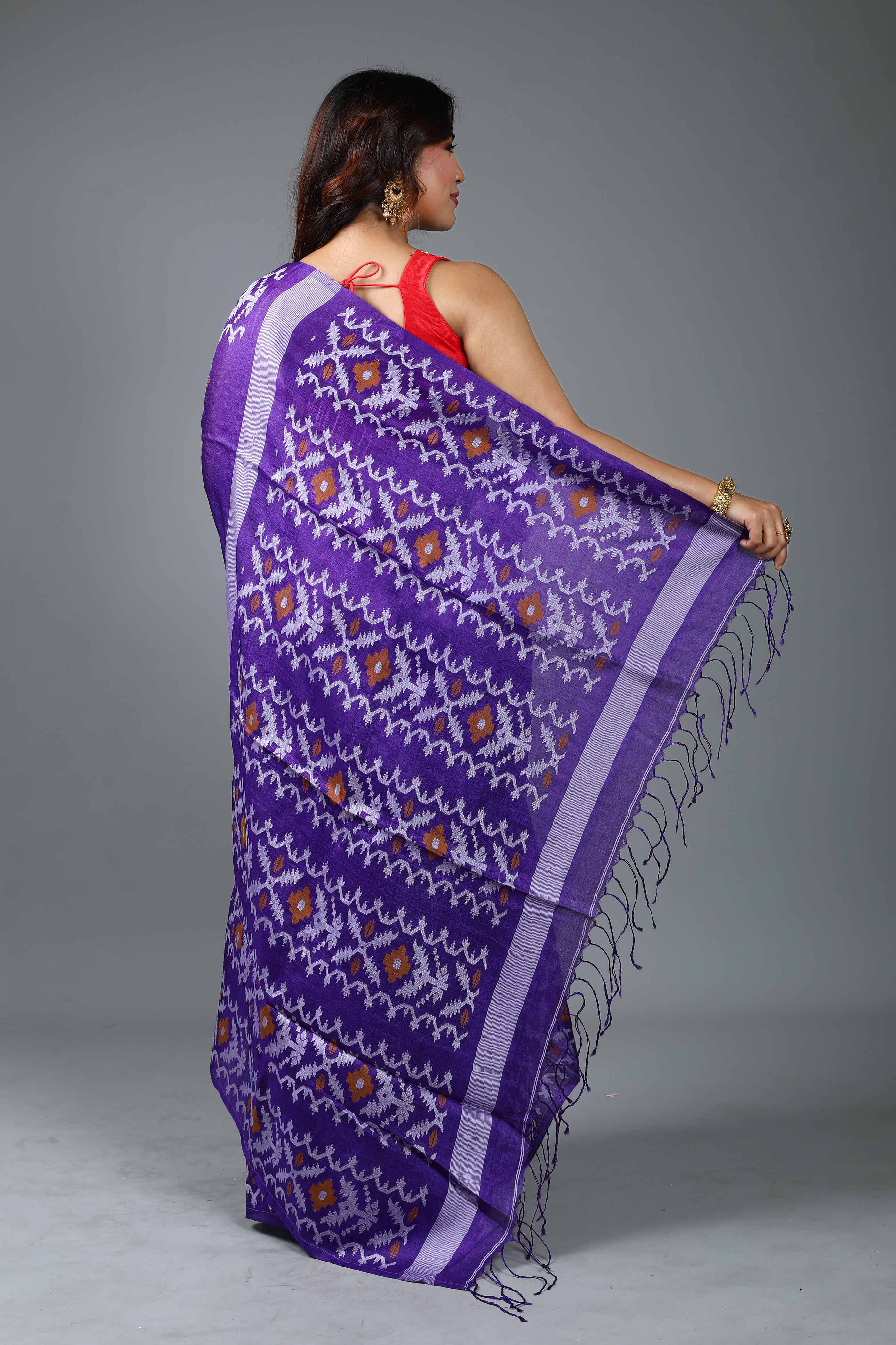Purple Pure Tussar Saree
