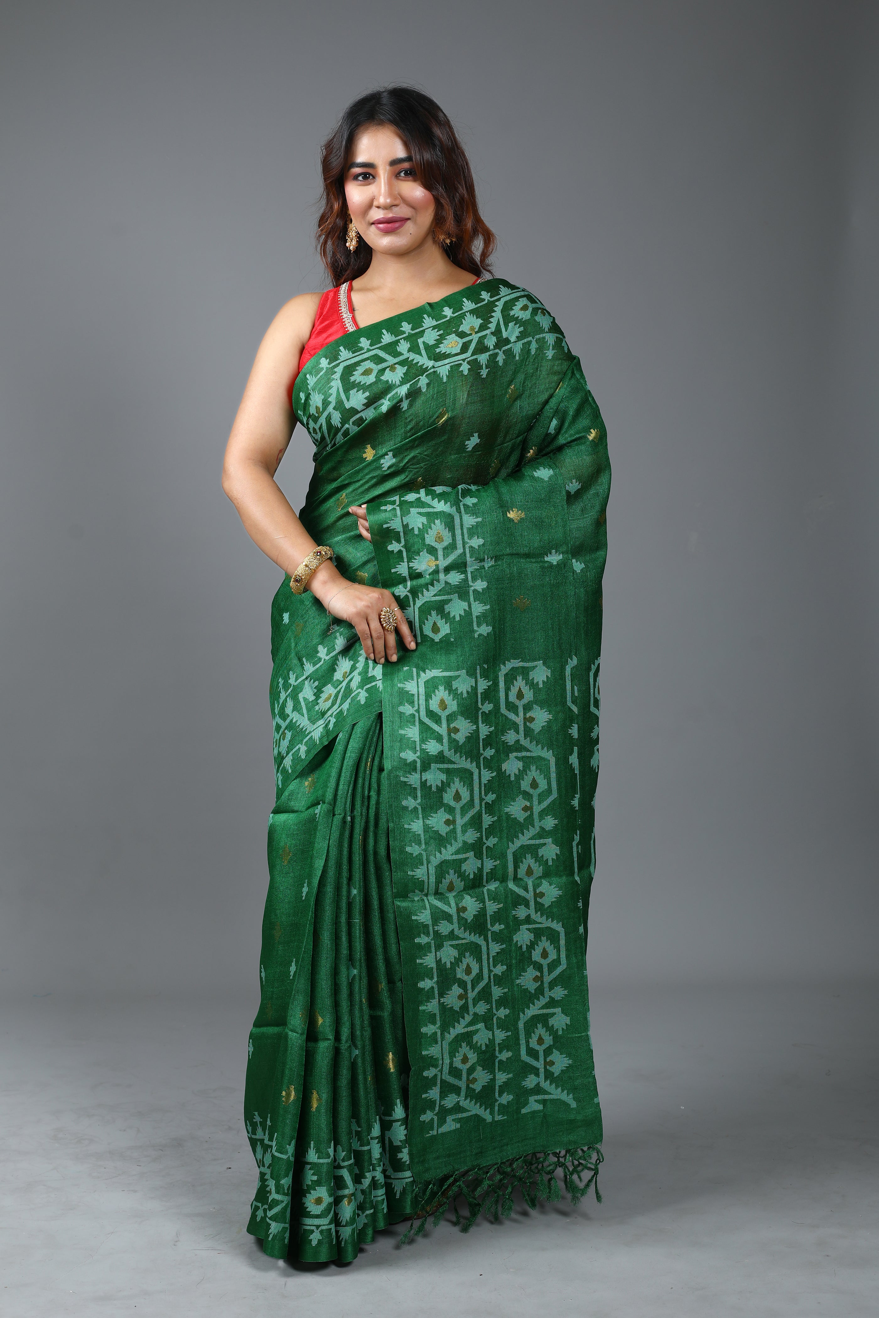 Green Pure Tussar Saree