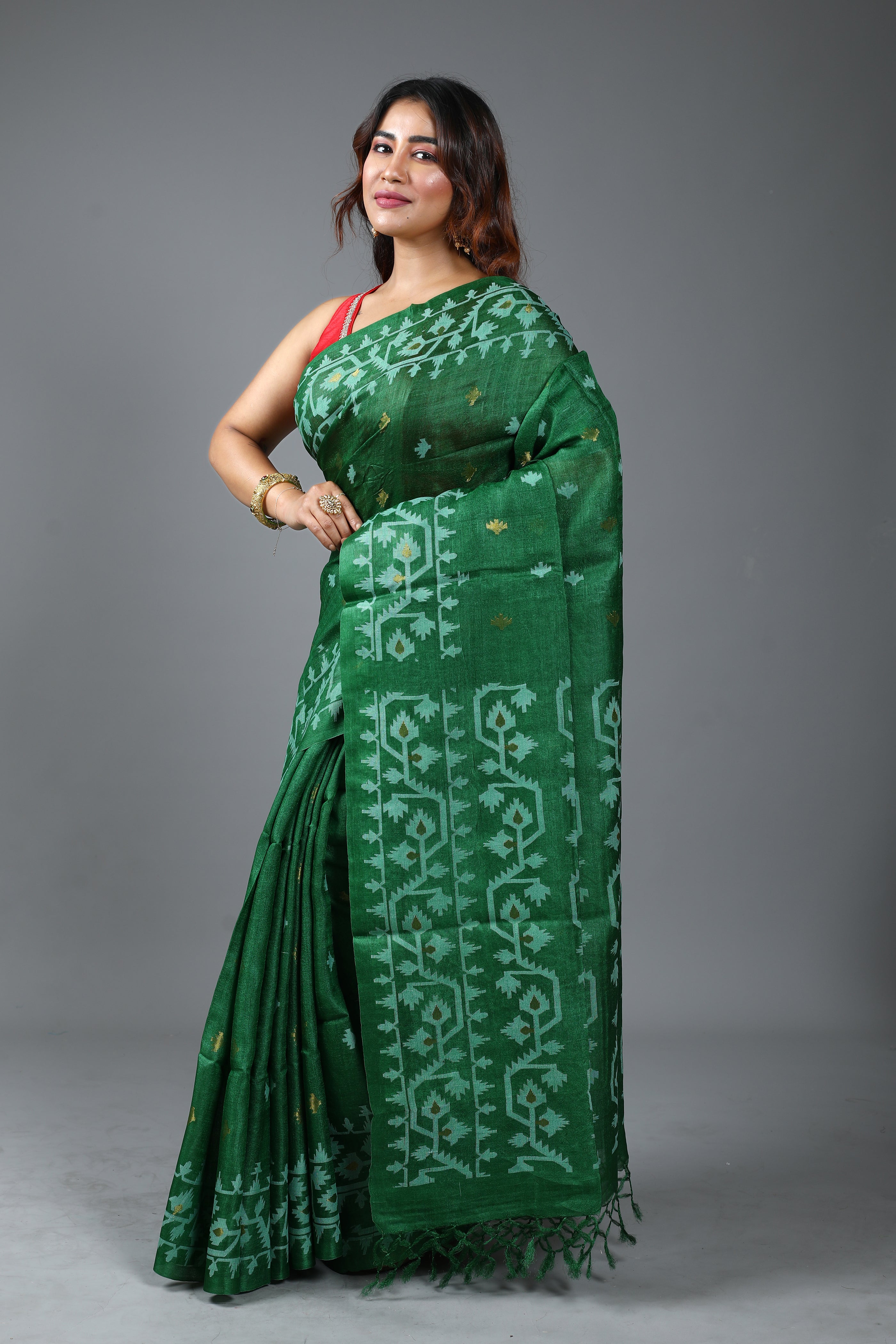 Green Pure Tussar Saree