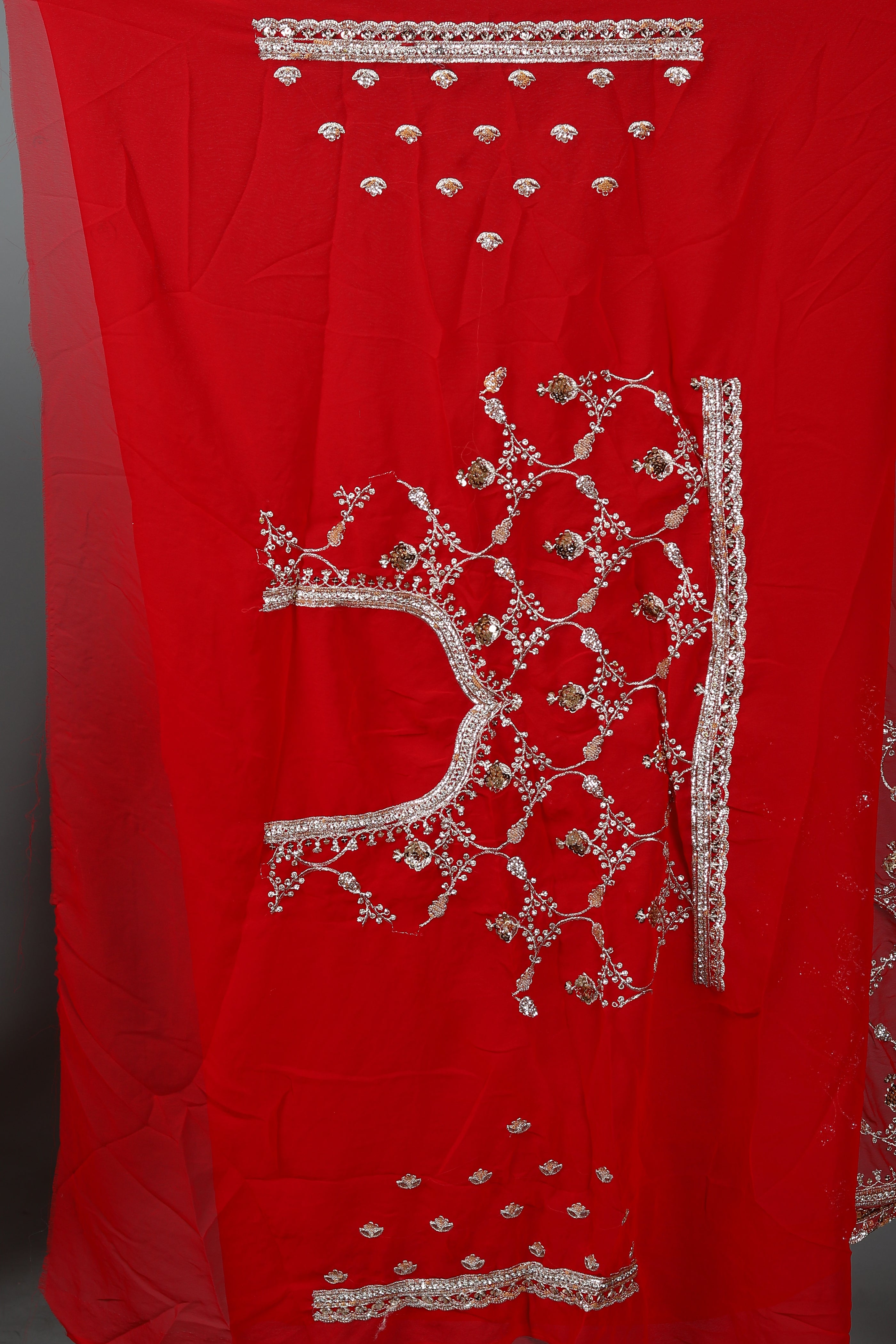 Red Blended Fancy Georgette Saree