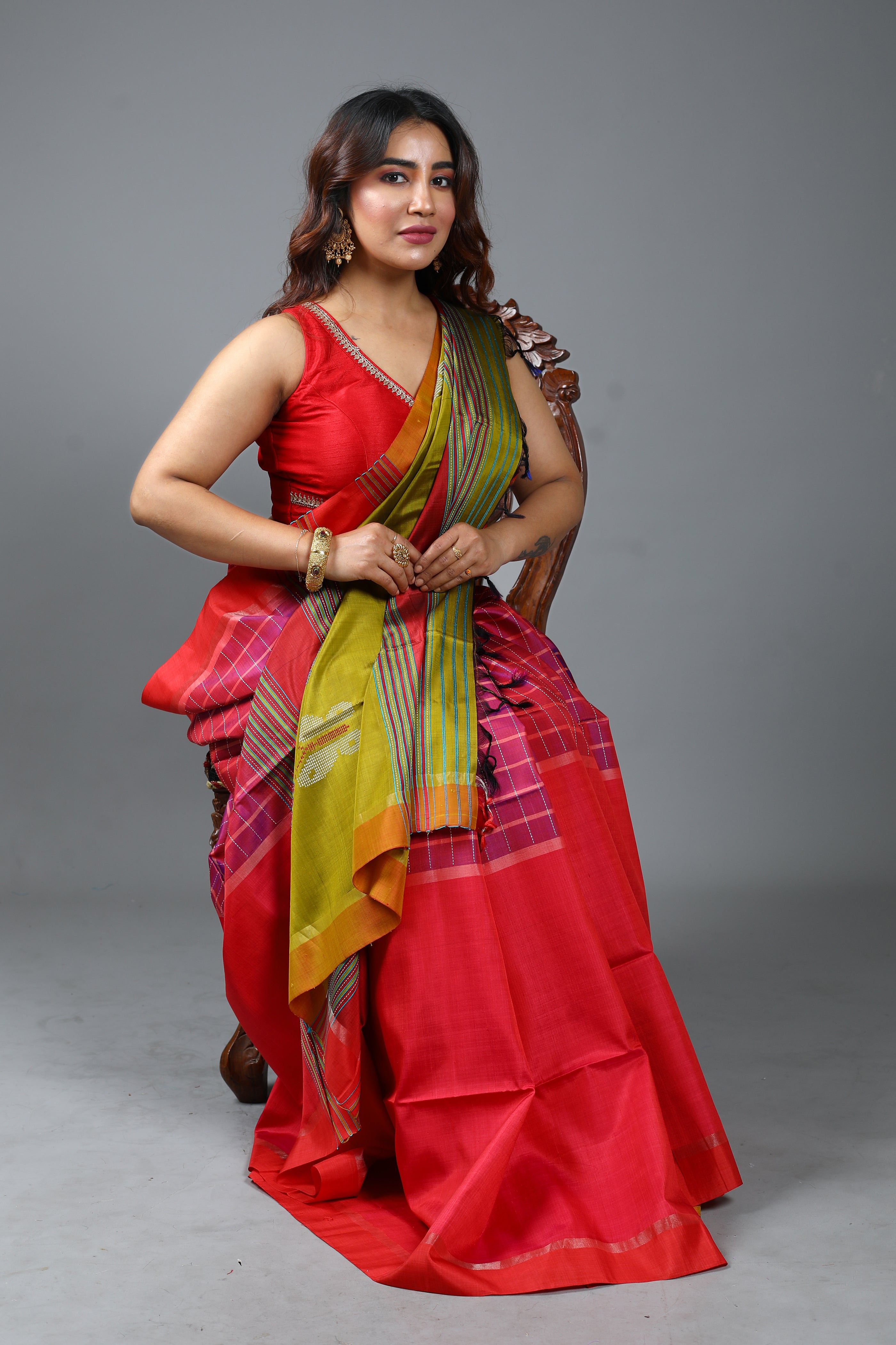 Red Pure Handloom Silk Saree