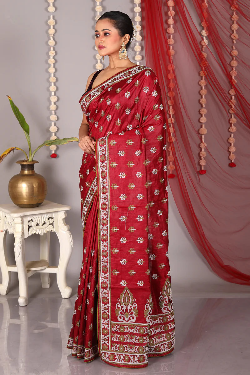 Magenta Blended Tussar Saree - Keya Seth Exclusive