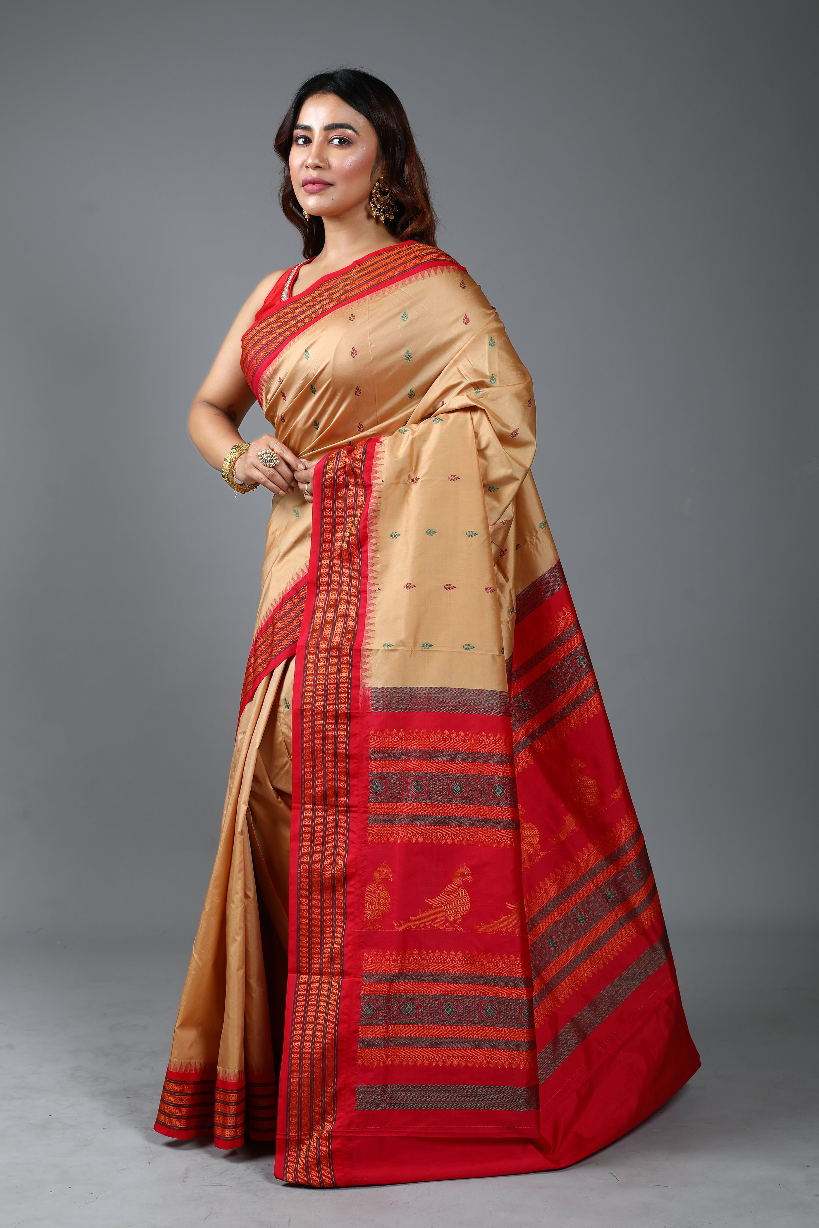 Beige Blended Bomkai Saree