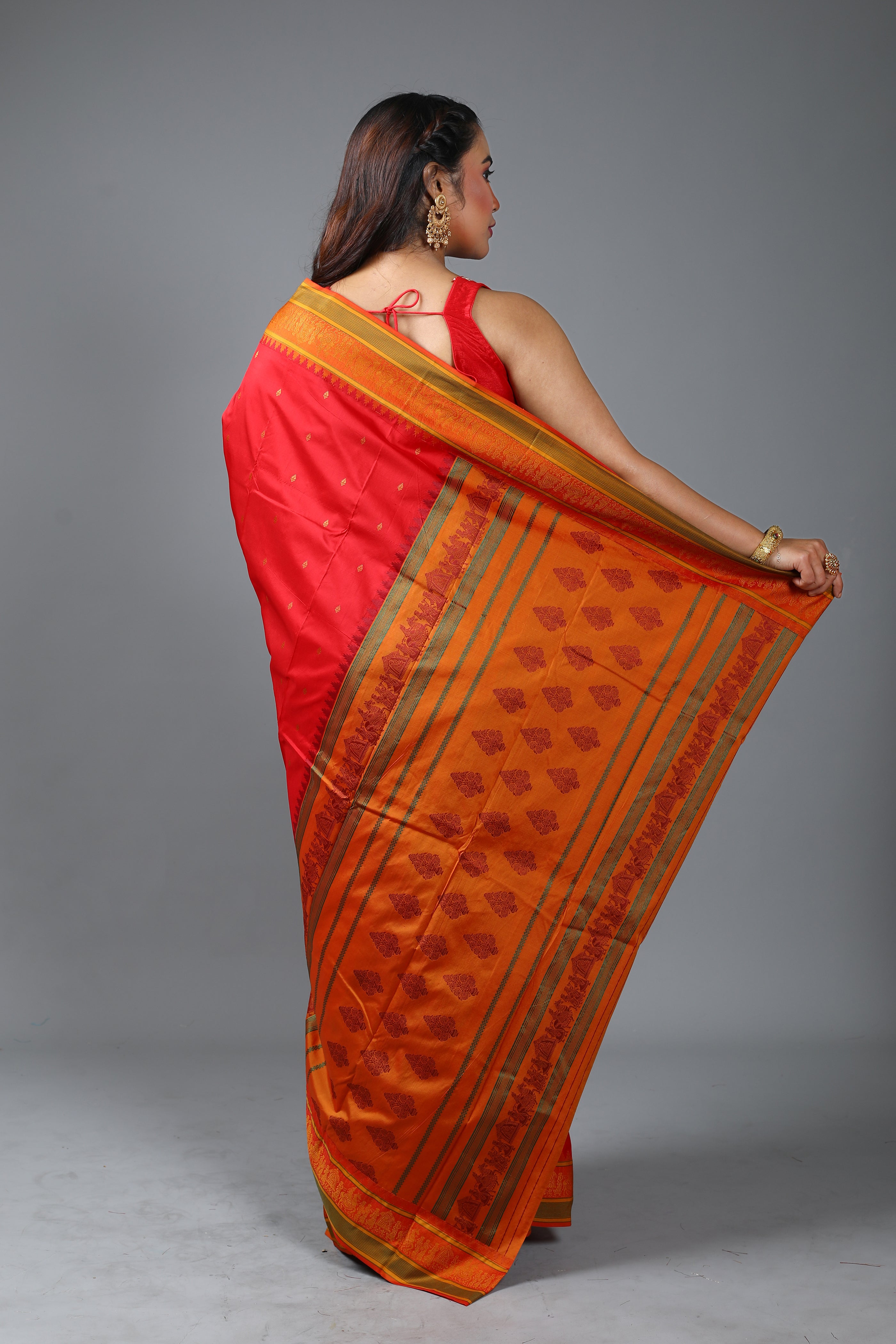 Red Blended Bomkai Saree