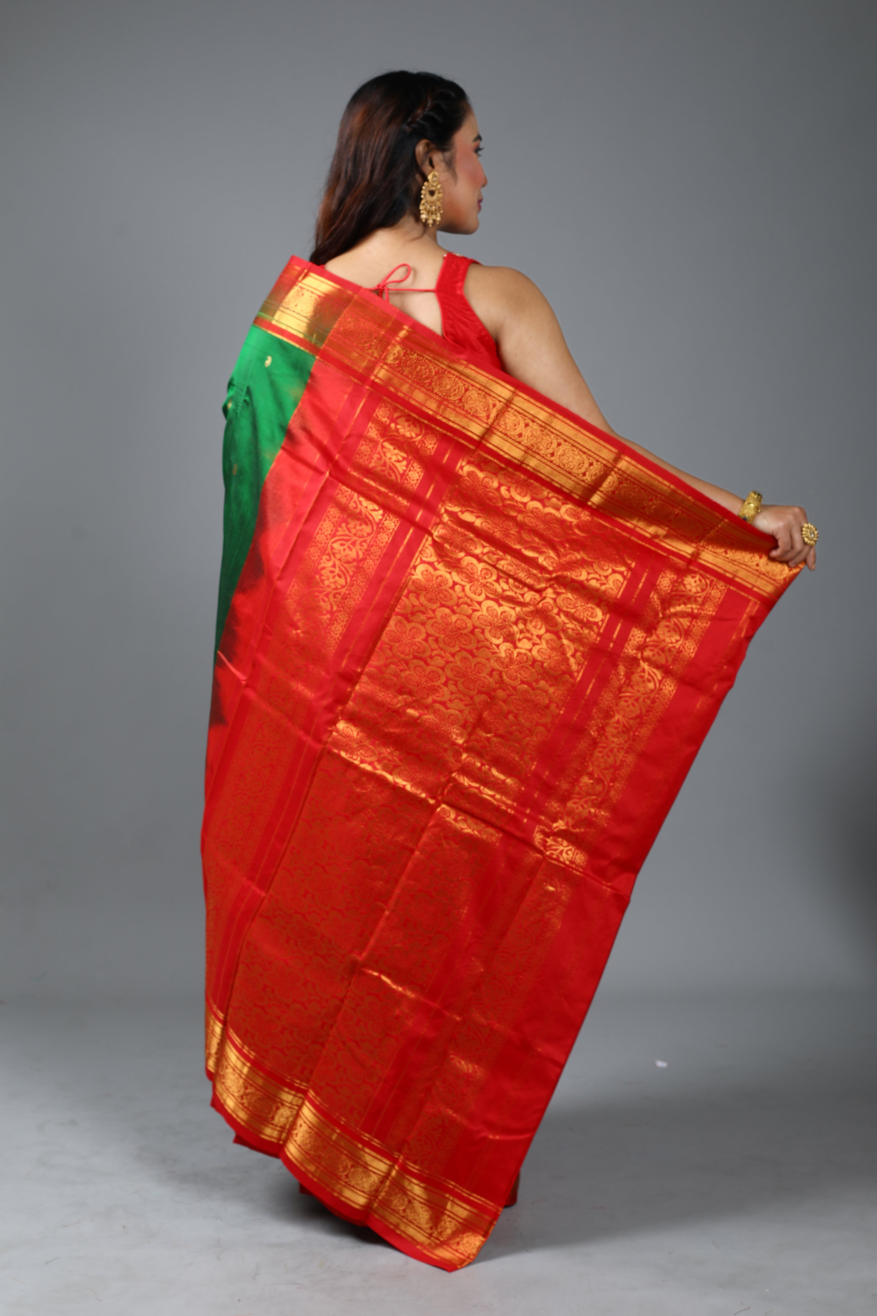 Emerald Green Pure Kanjivaram Silk Saree