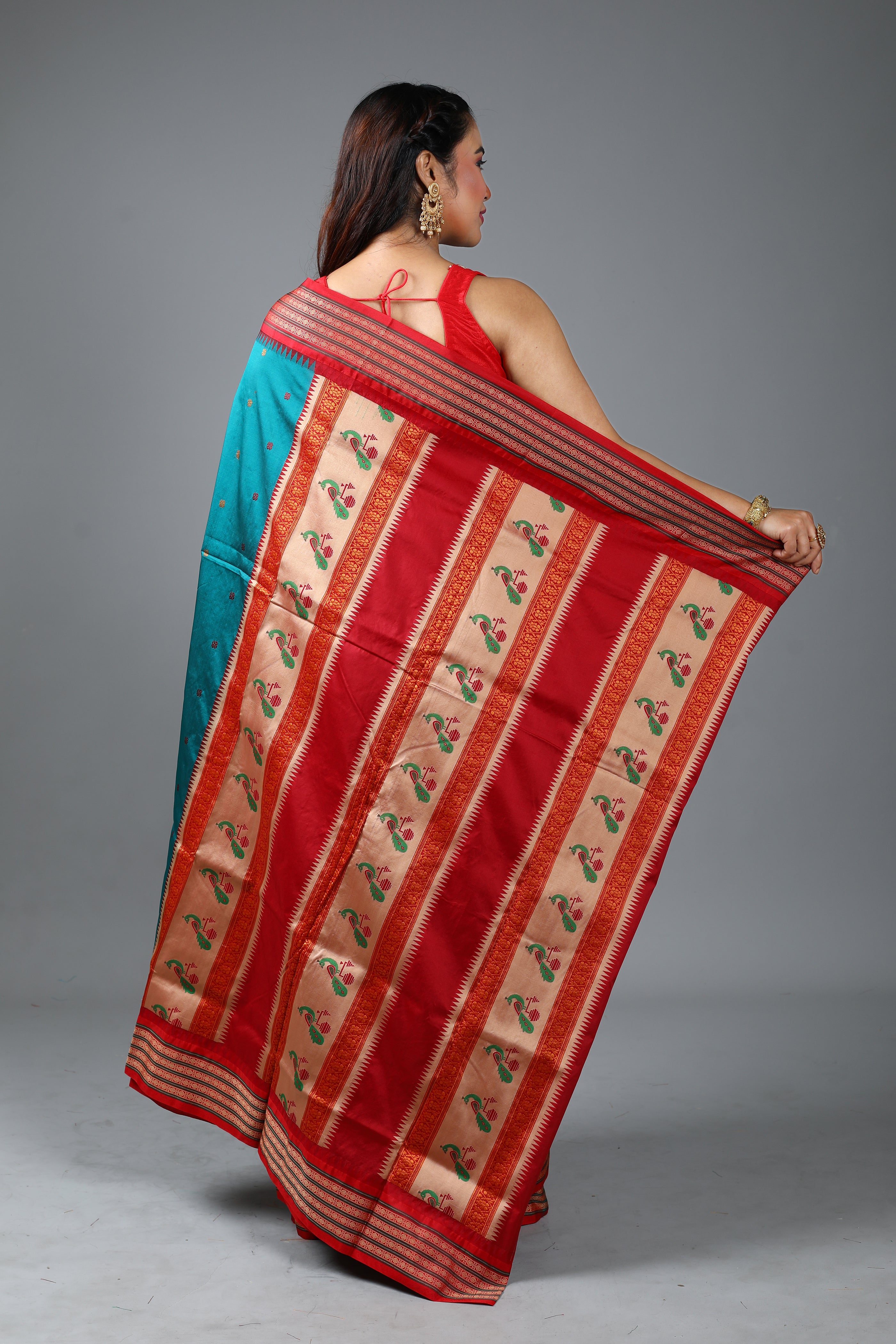 Rama Green Blended Bomkai Saree
