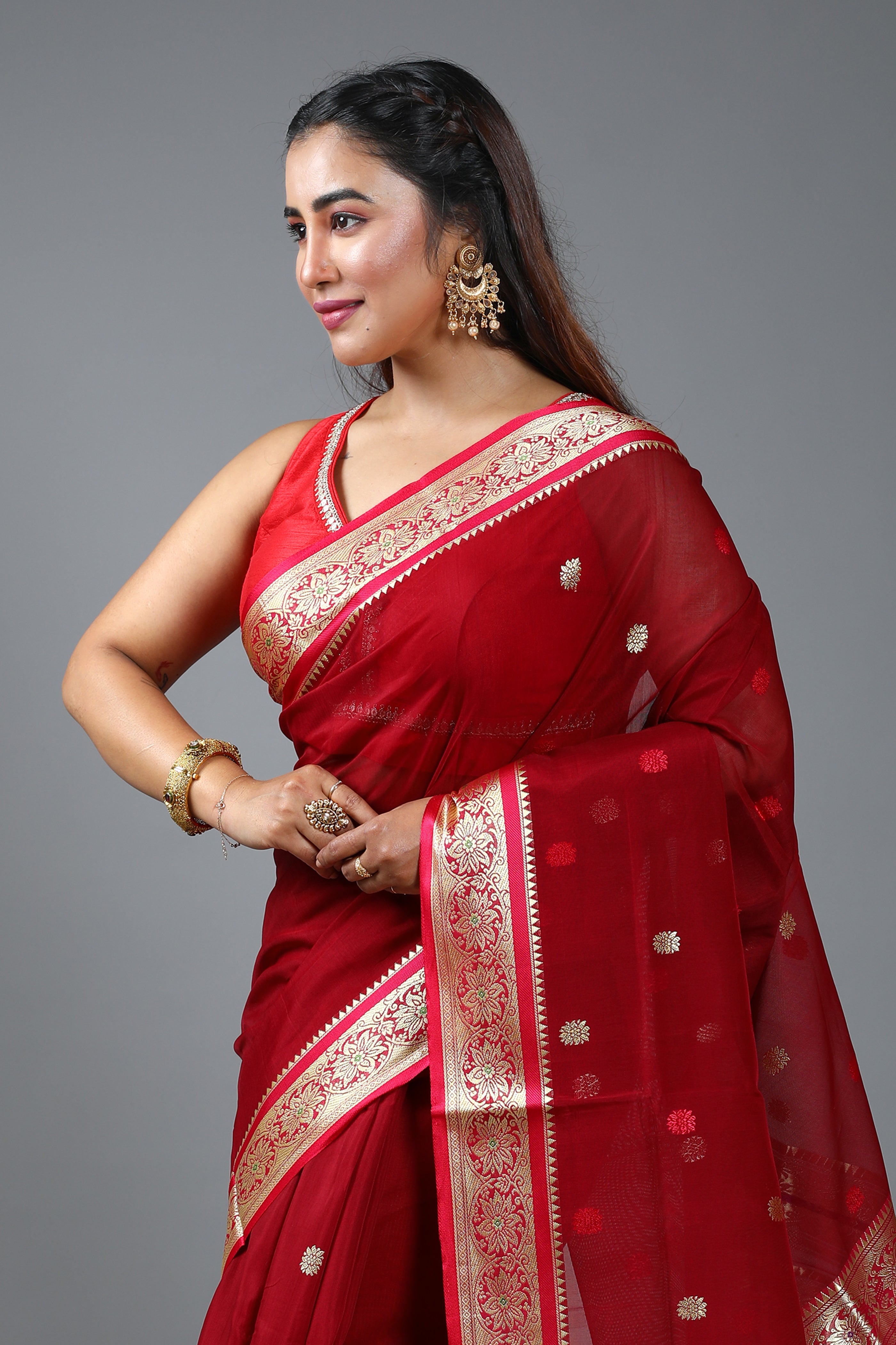 Maroon Blended Pattu Silk Saree