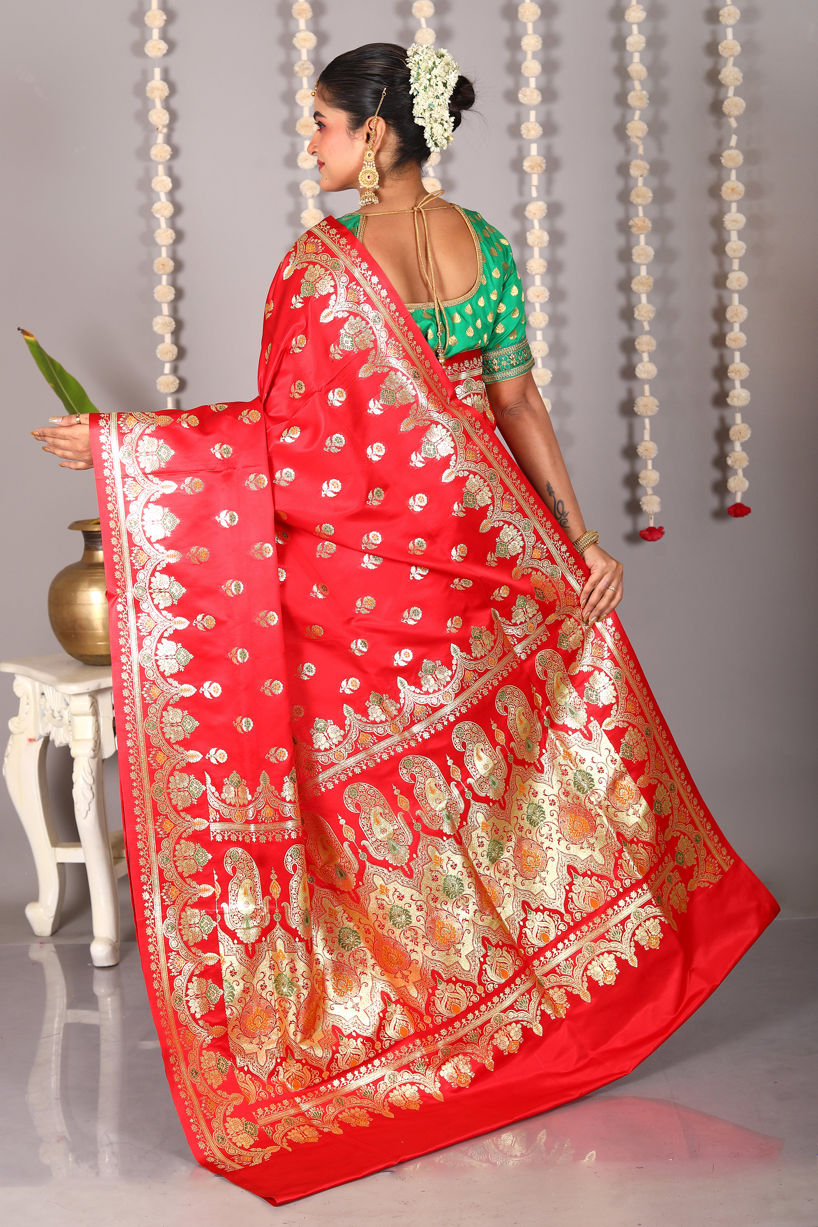 Red Pure Banarasi Silk Saree - Keya Seth Exclusive