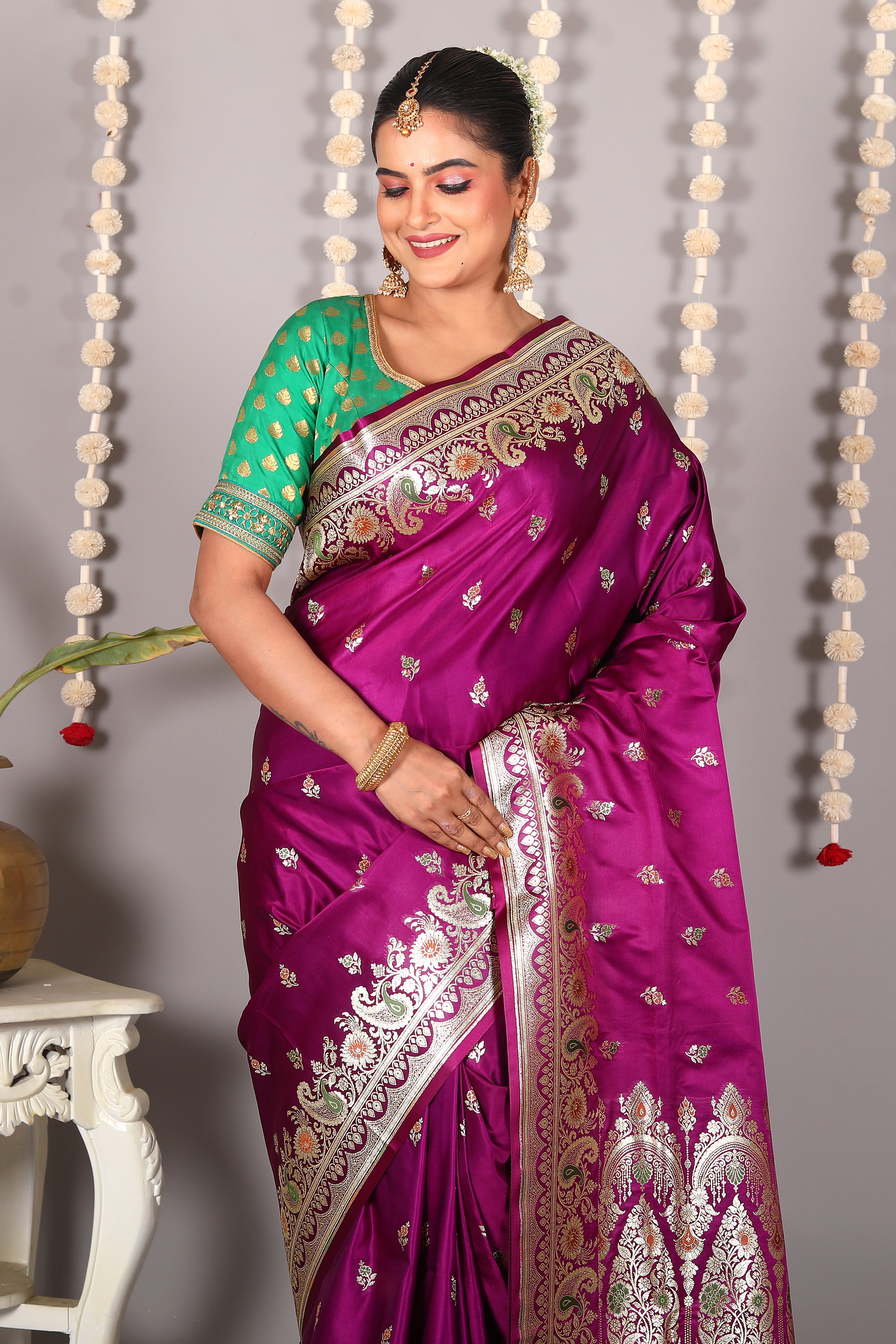 Purple Pure Banarasi Silk Saree - Keya Seth Exclusive