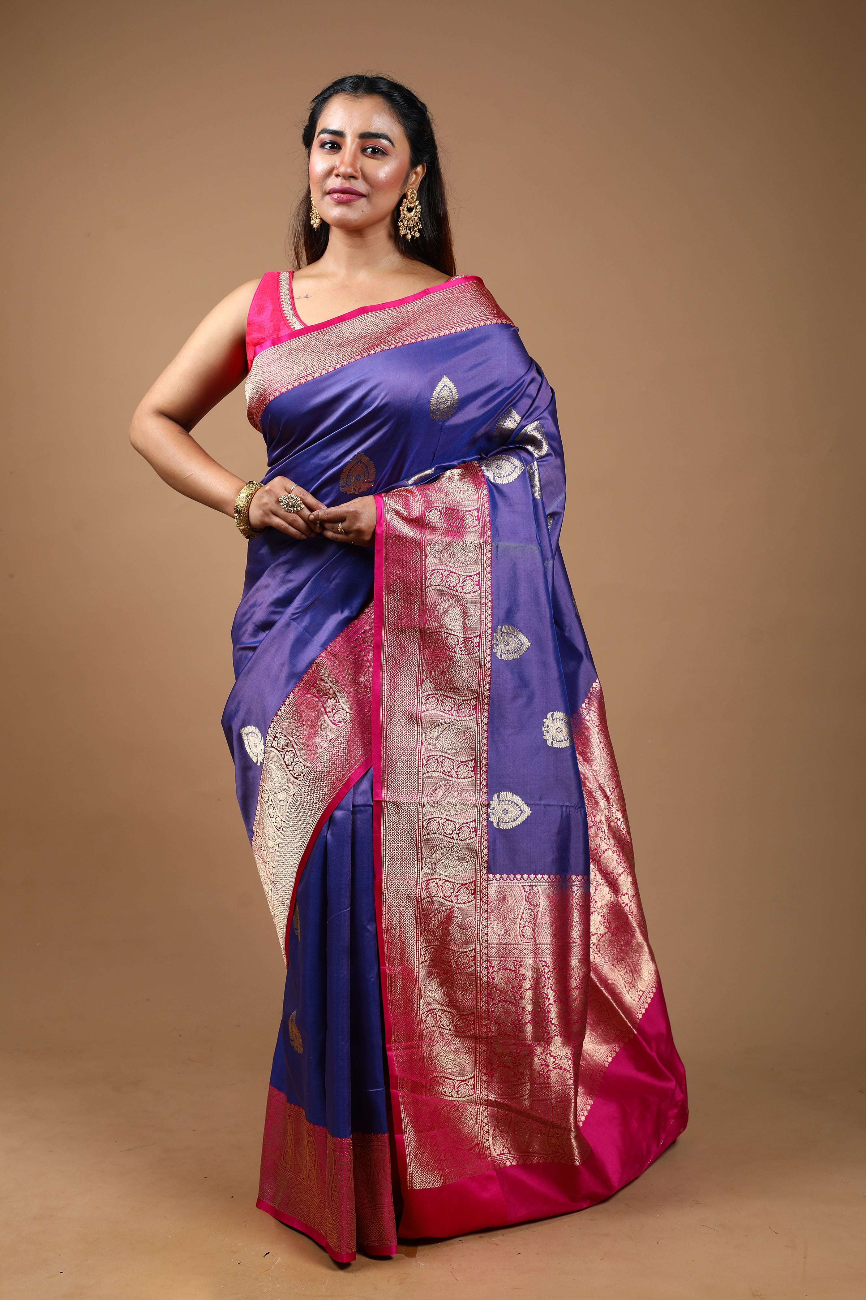Purple Pure Katan Silk Saree