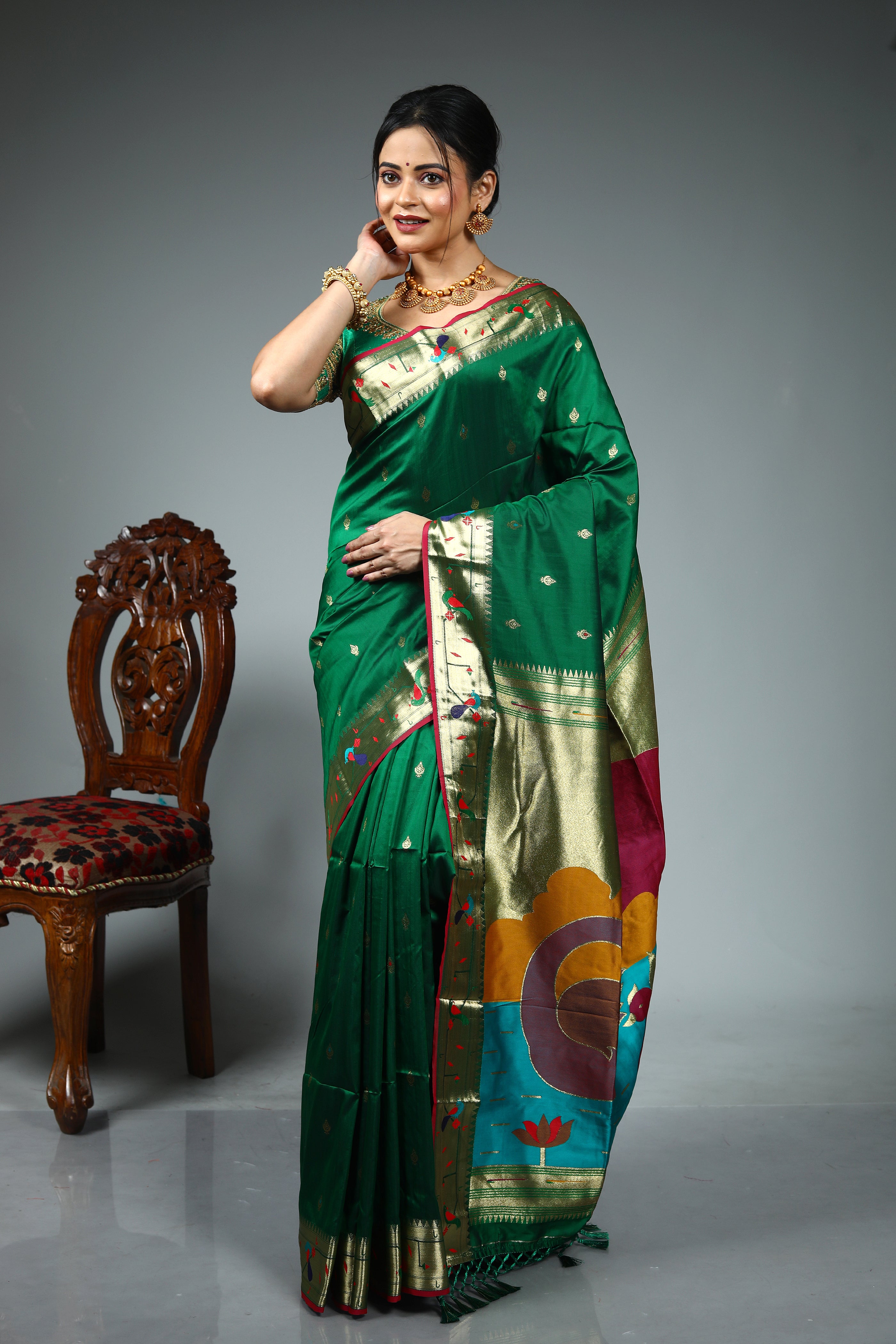 Green Blended Paithani Silk Saree