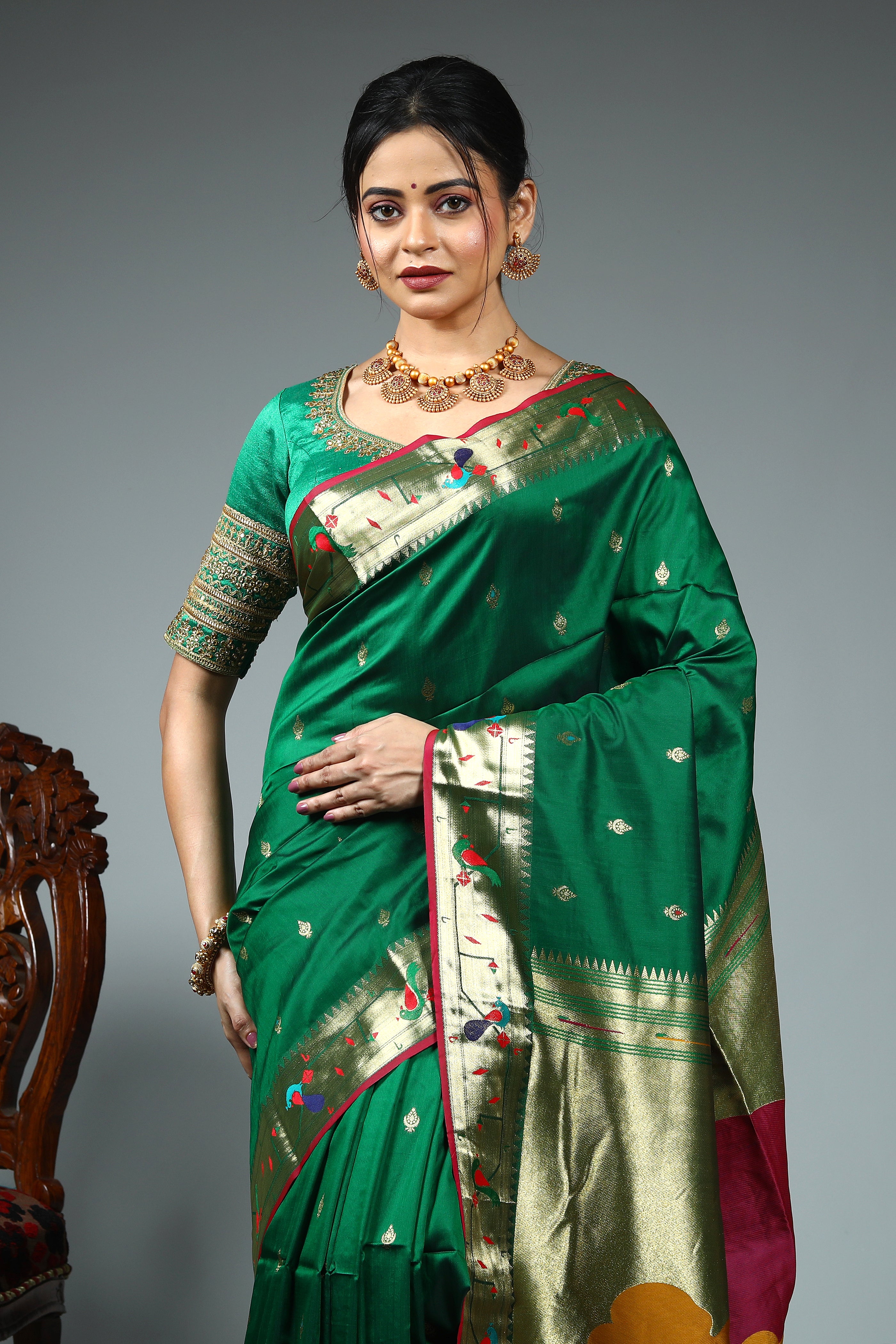 Green Blended Paithani Silk Saree