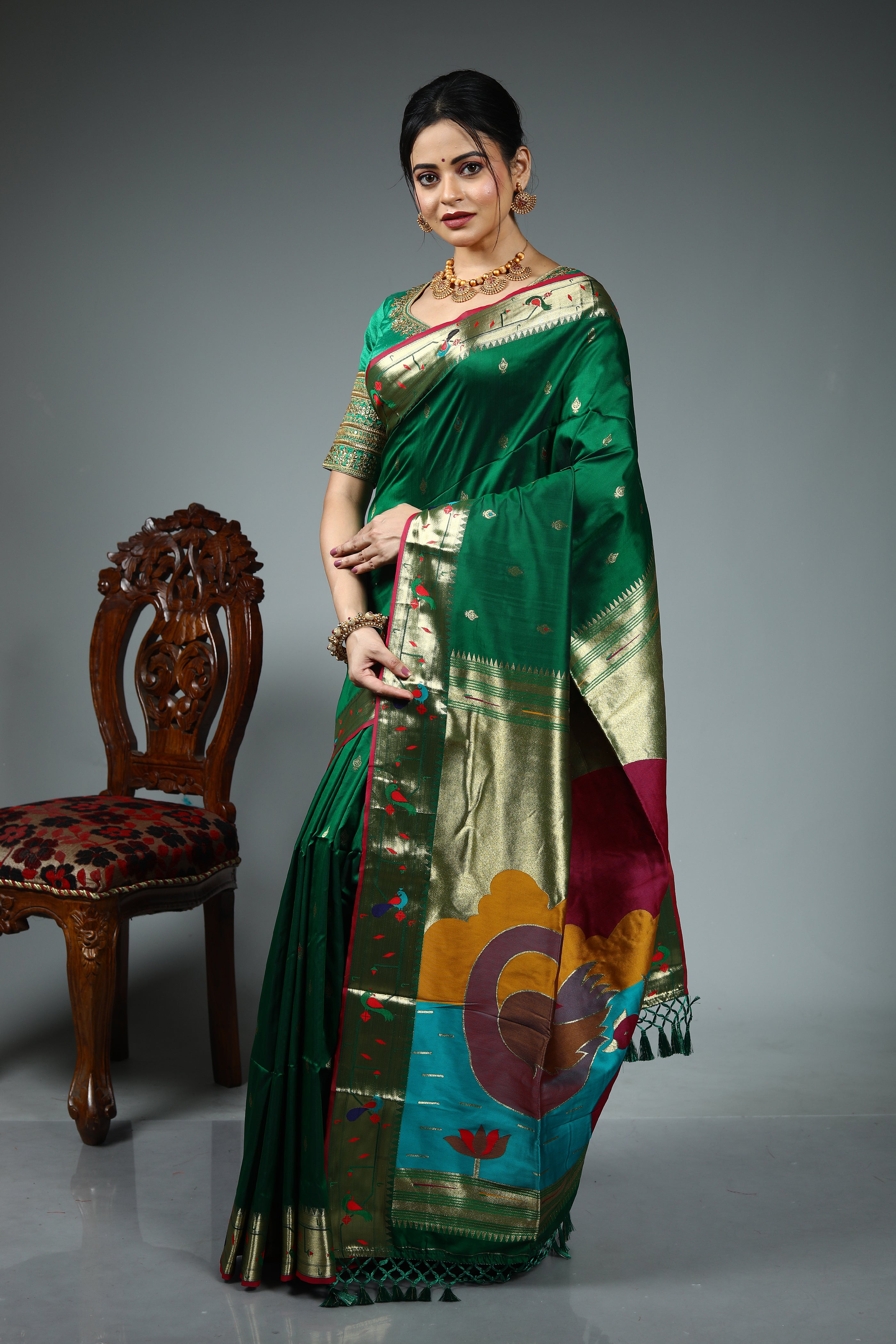 Green Blended Paithani Silk Saree