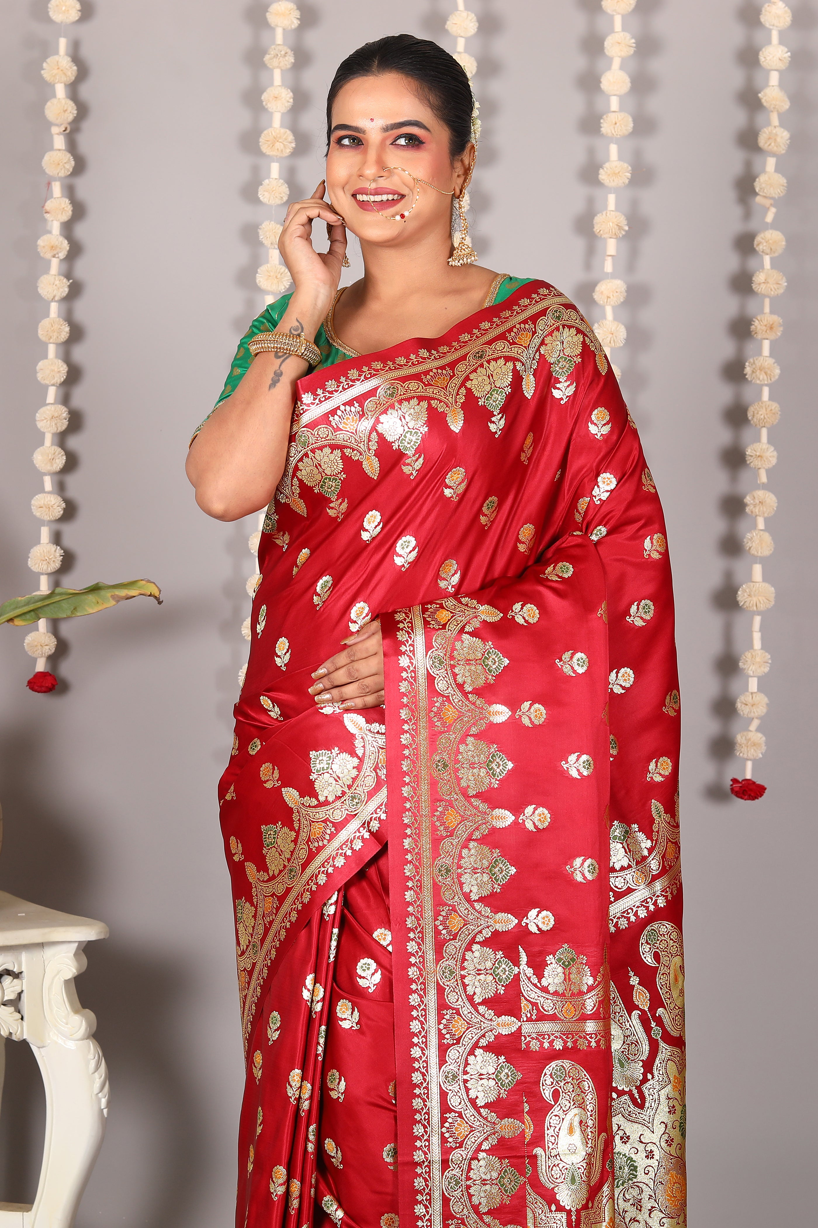 Maroon Pure Banarasi Silk Saree - Keya Seth Exclusive
