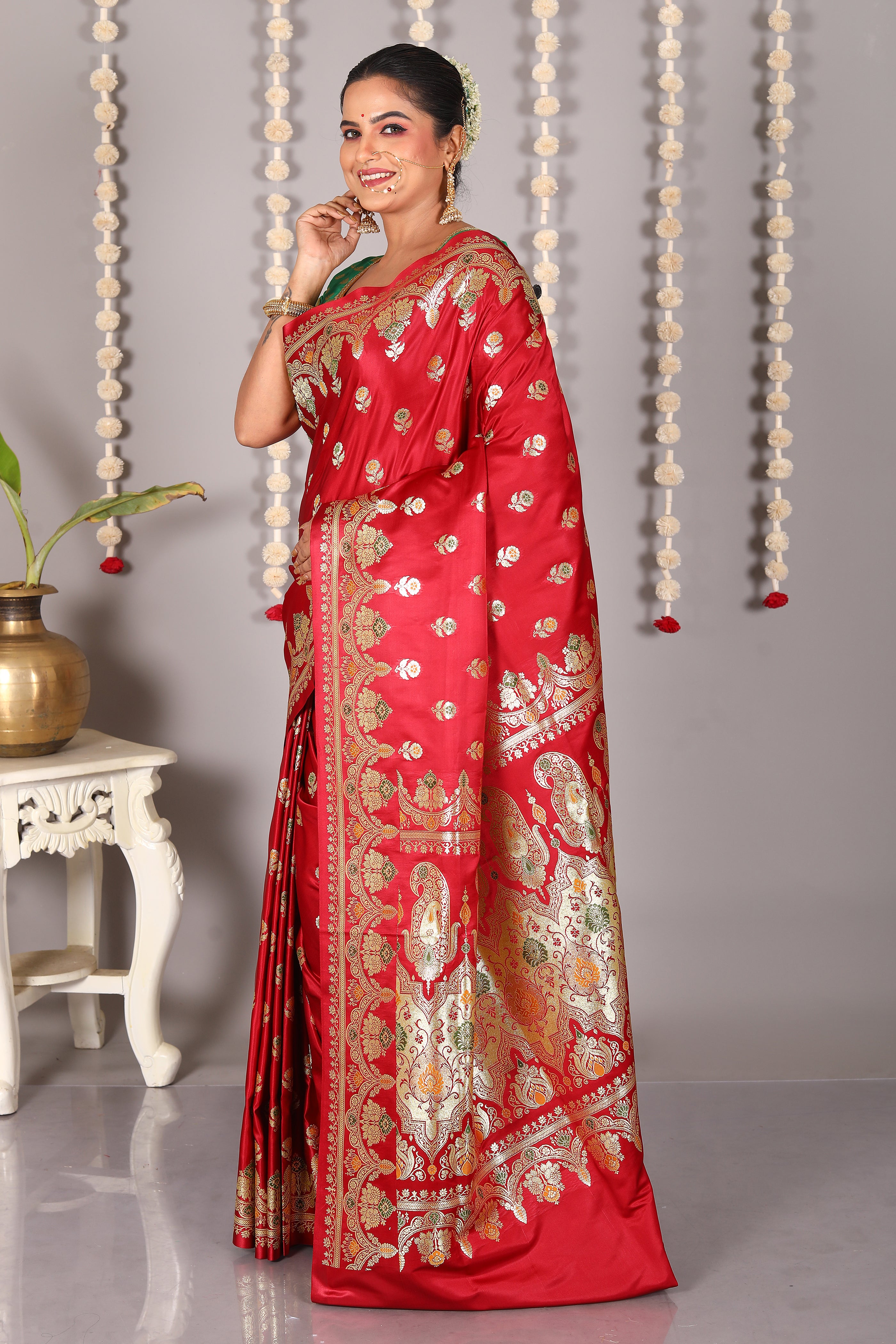 Maroon Pure Banarasi Silk Saree - Keya Seth Exclusive