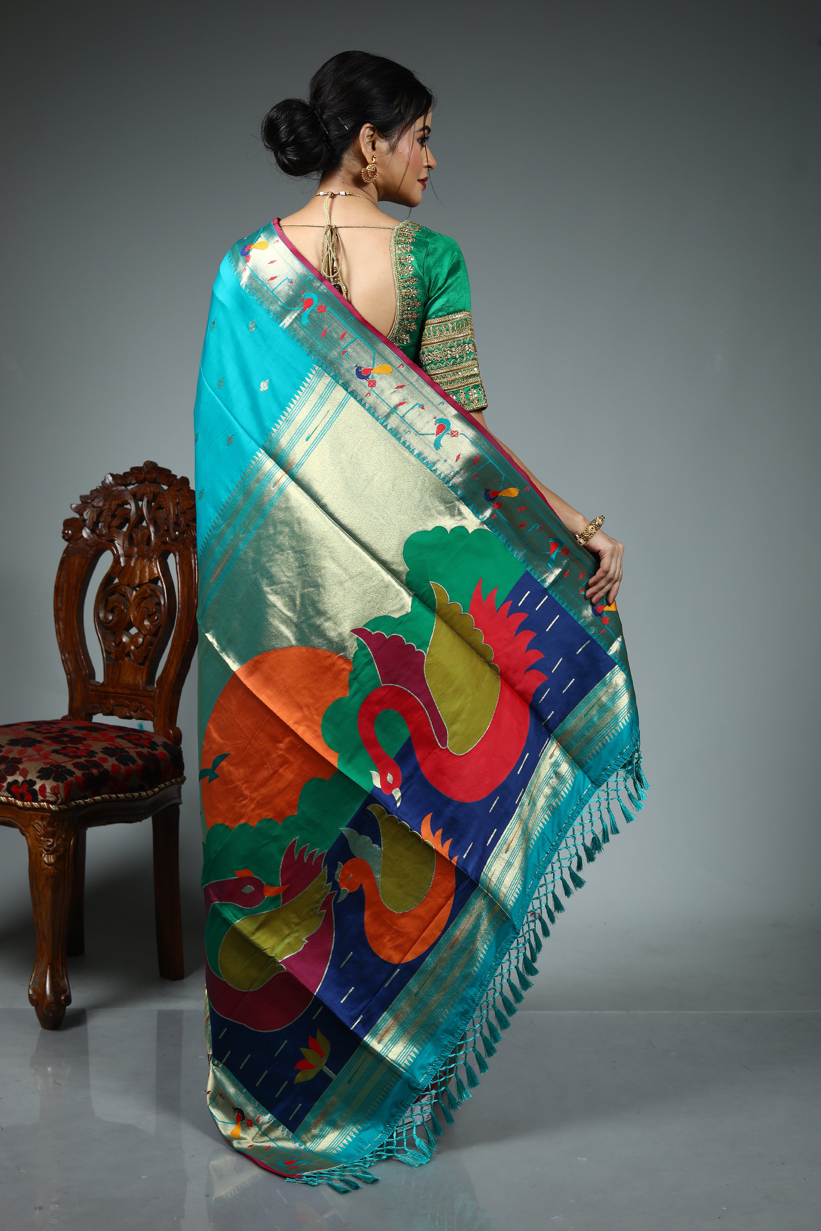 Blue Blended Paithani Silk Saree