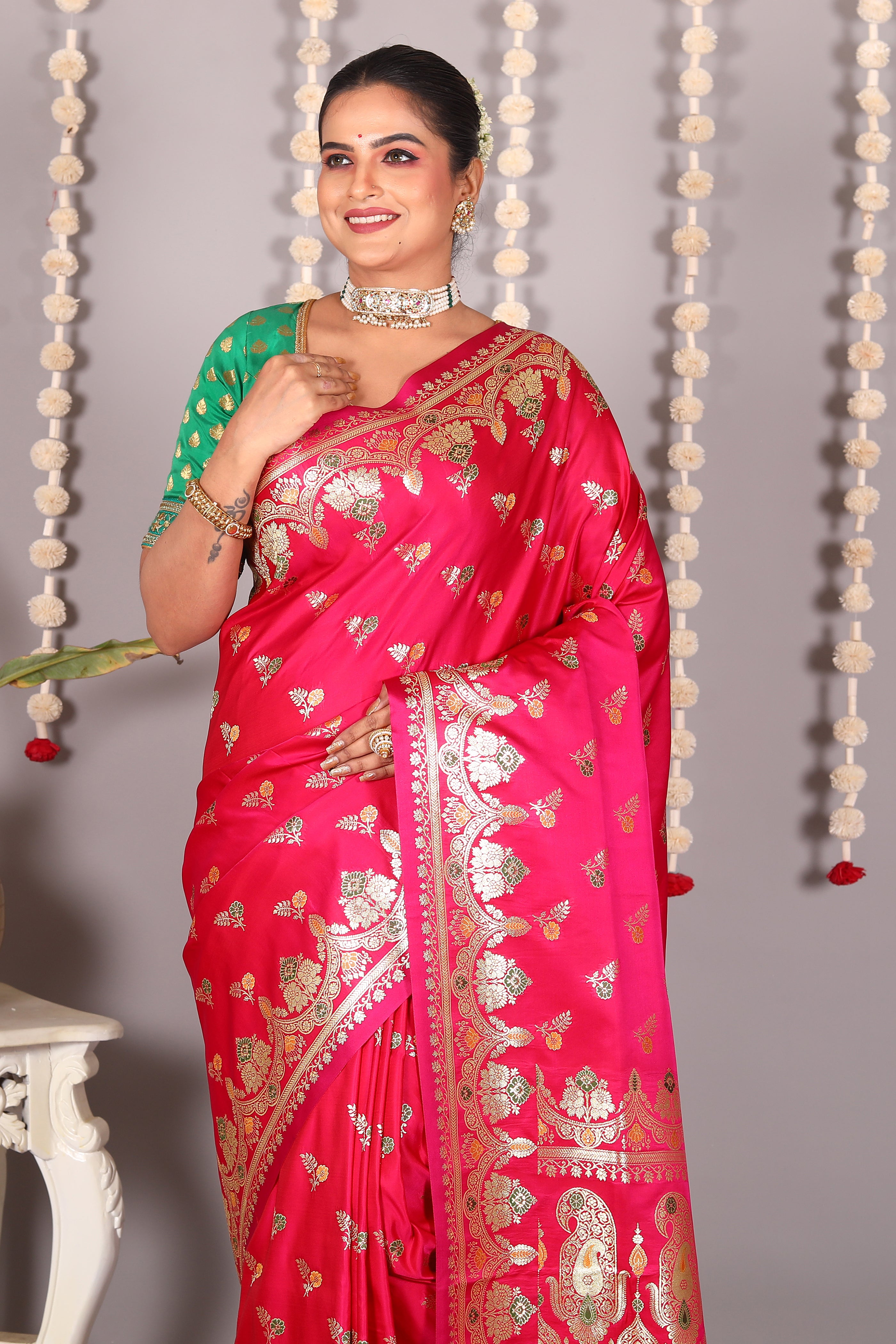 Pink Pure Banarasi Silk Saree - Keya Seth Exclusive