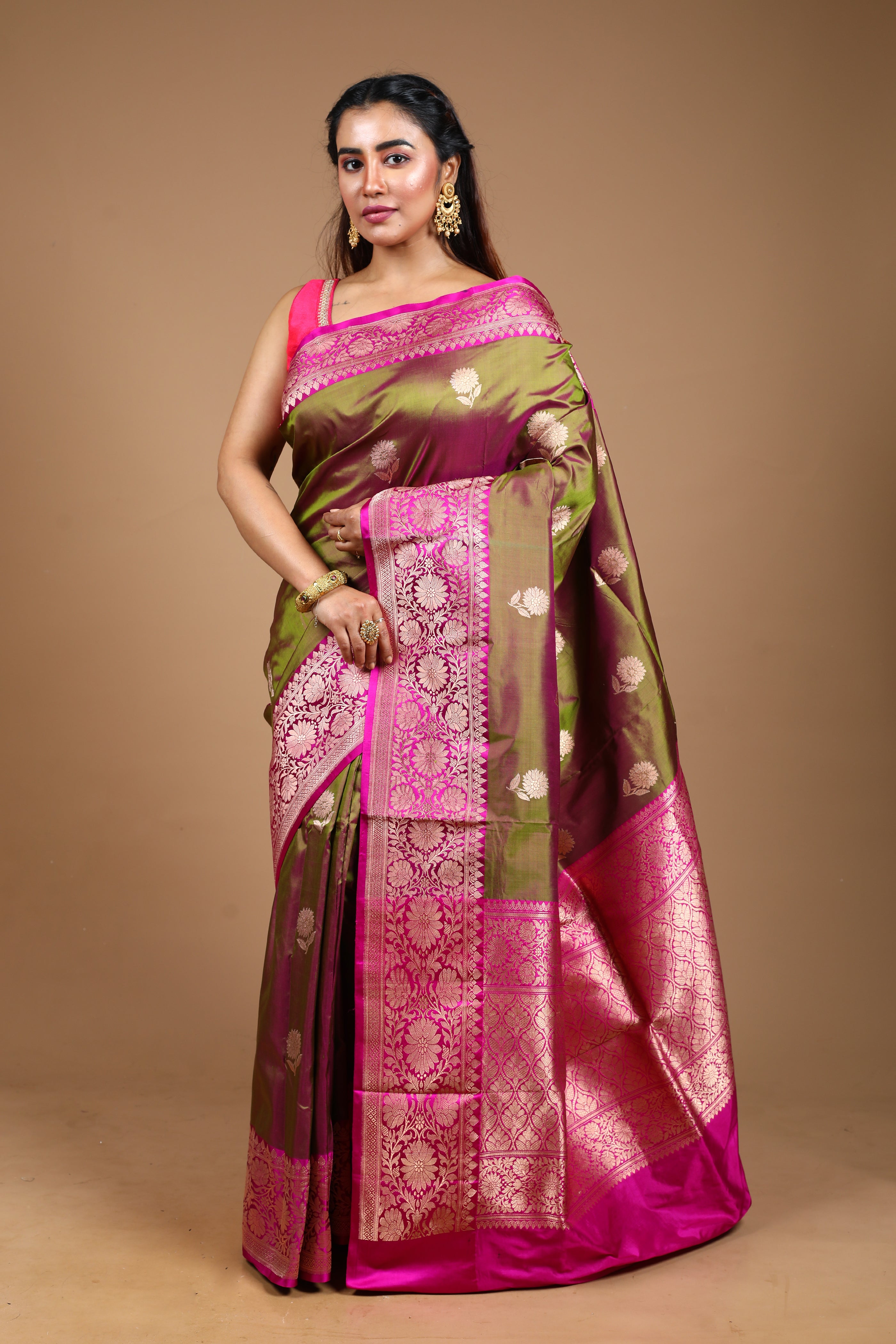 Olive Pure Katan Silk Saree