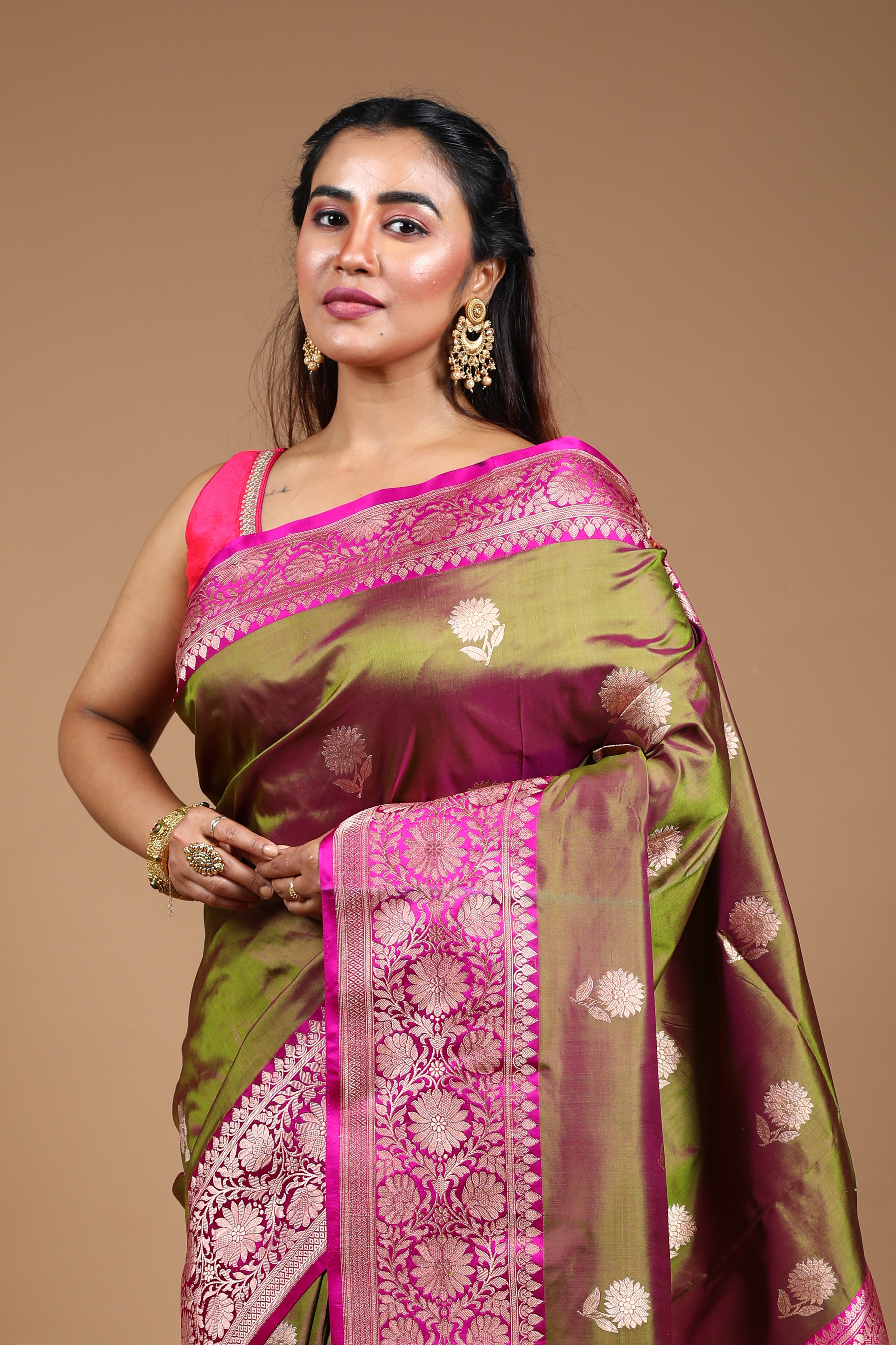 Olive Pure Katan Silk Saree
