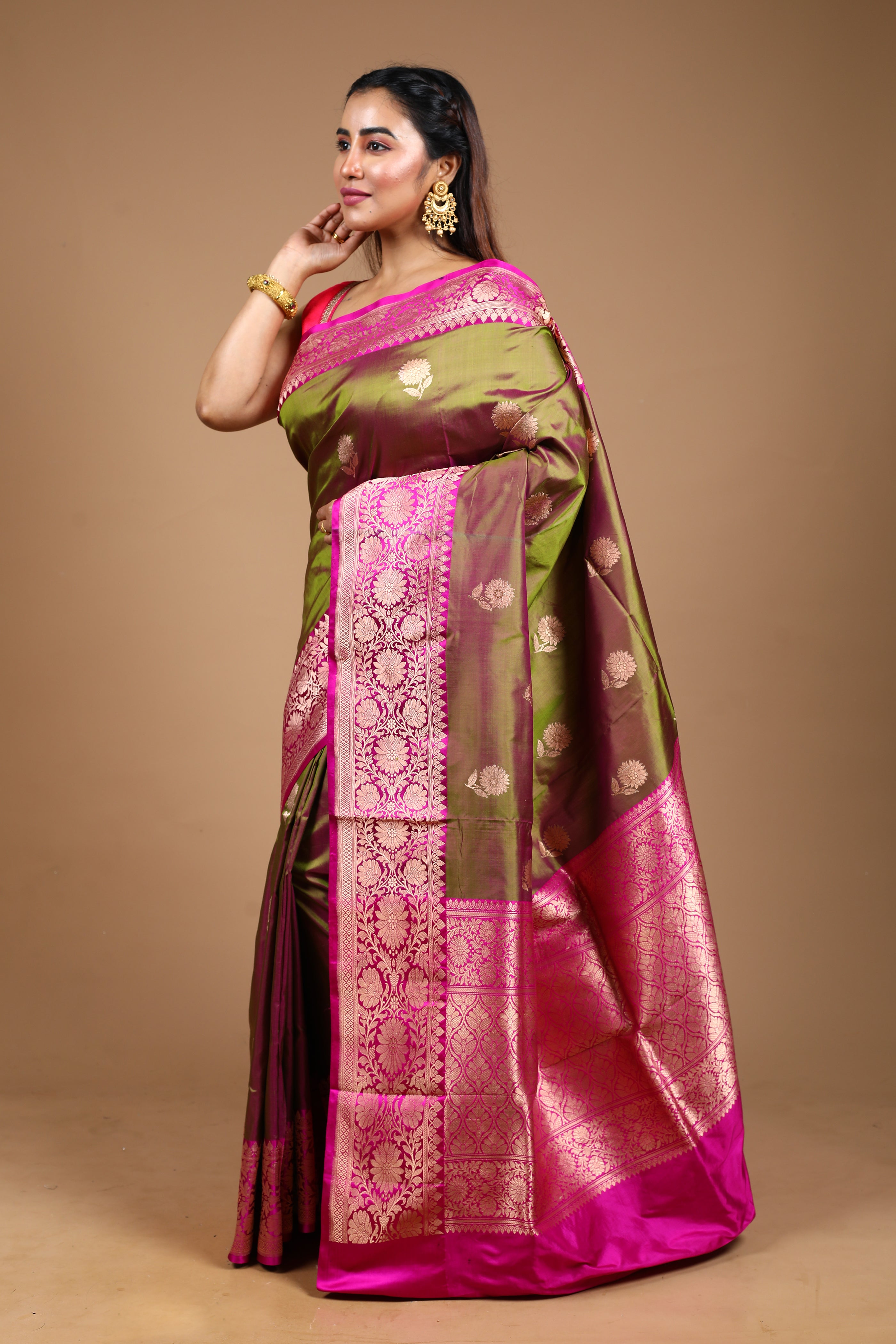 Olive Pure Katan Silk Saree