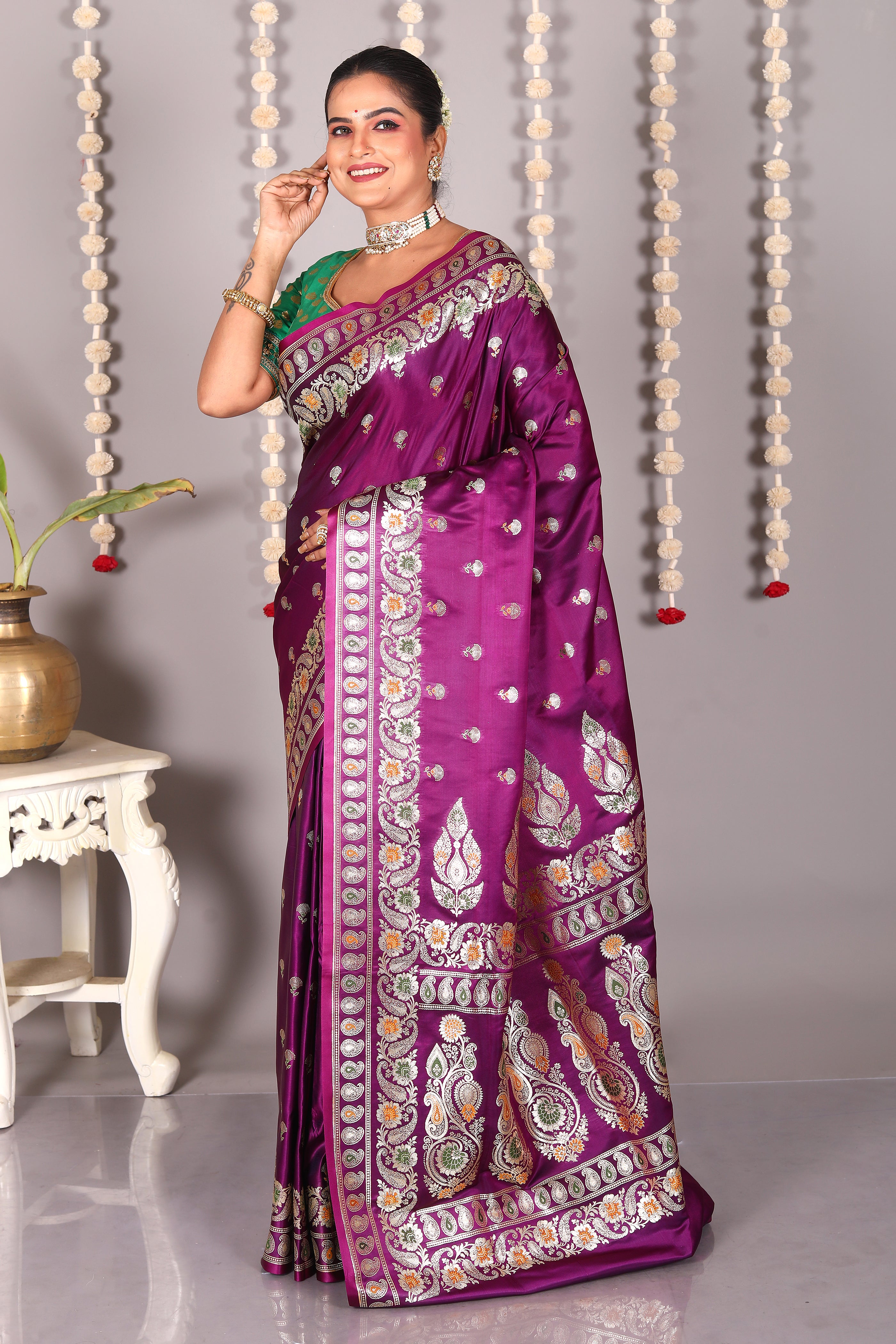Purple Pure Banarasi Silk Saree - Keya Seth Exclusive