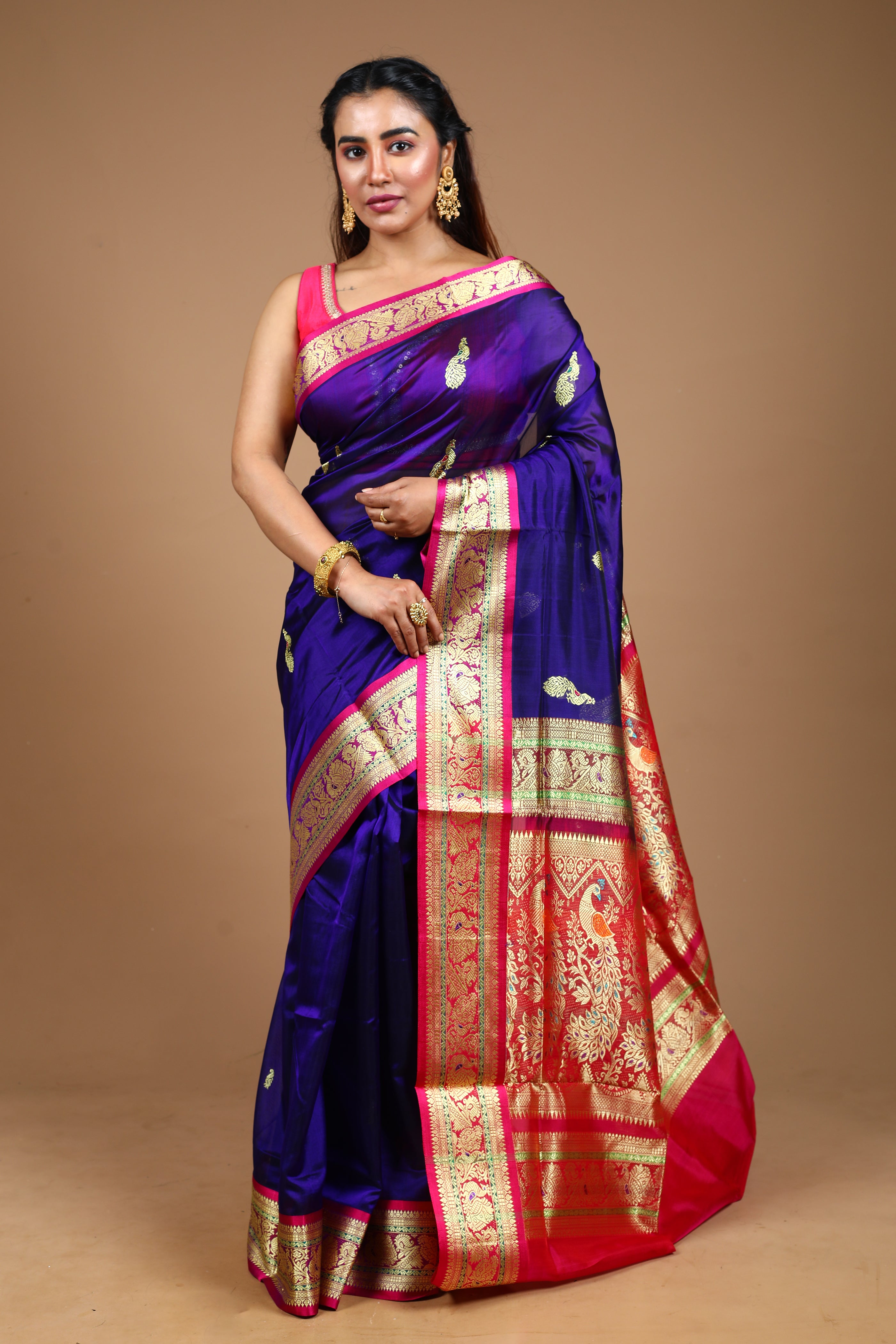 Royal Blue Blended Pattu Silk Saree