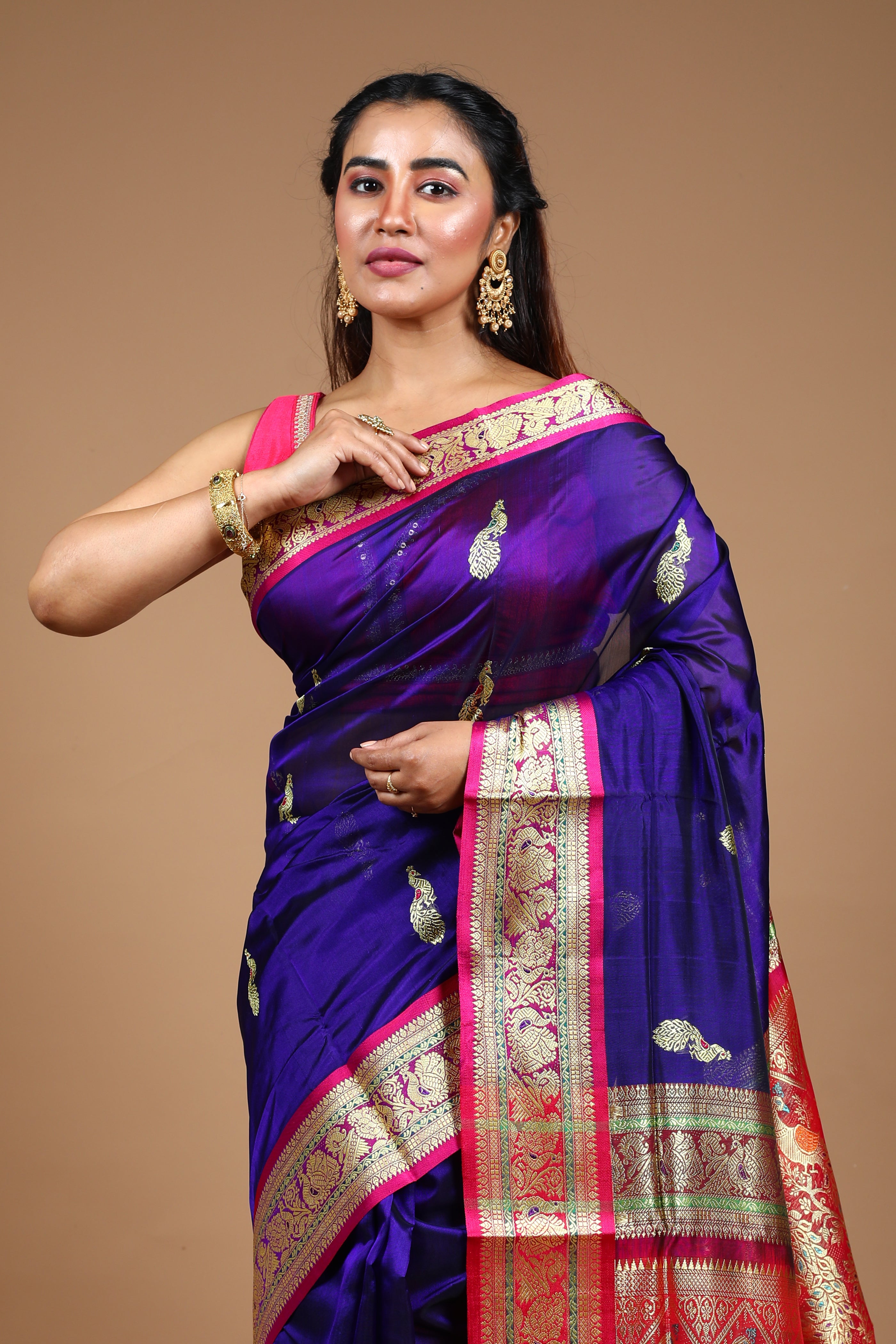 Royal Blue Blended Pattu Silk Saree