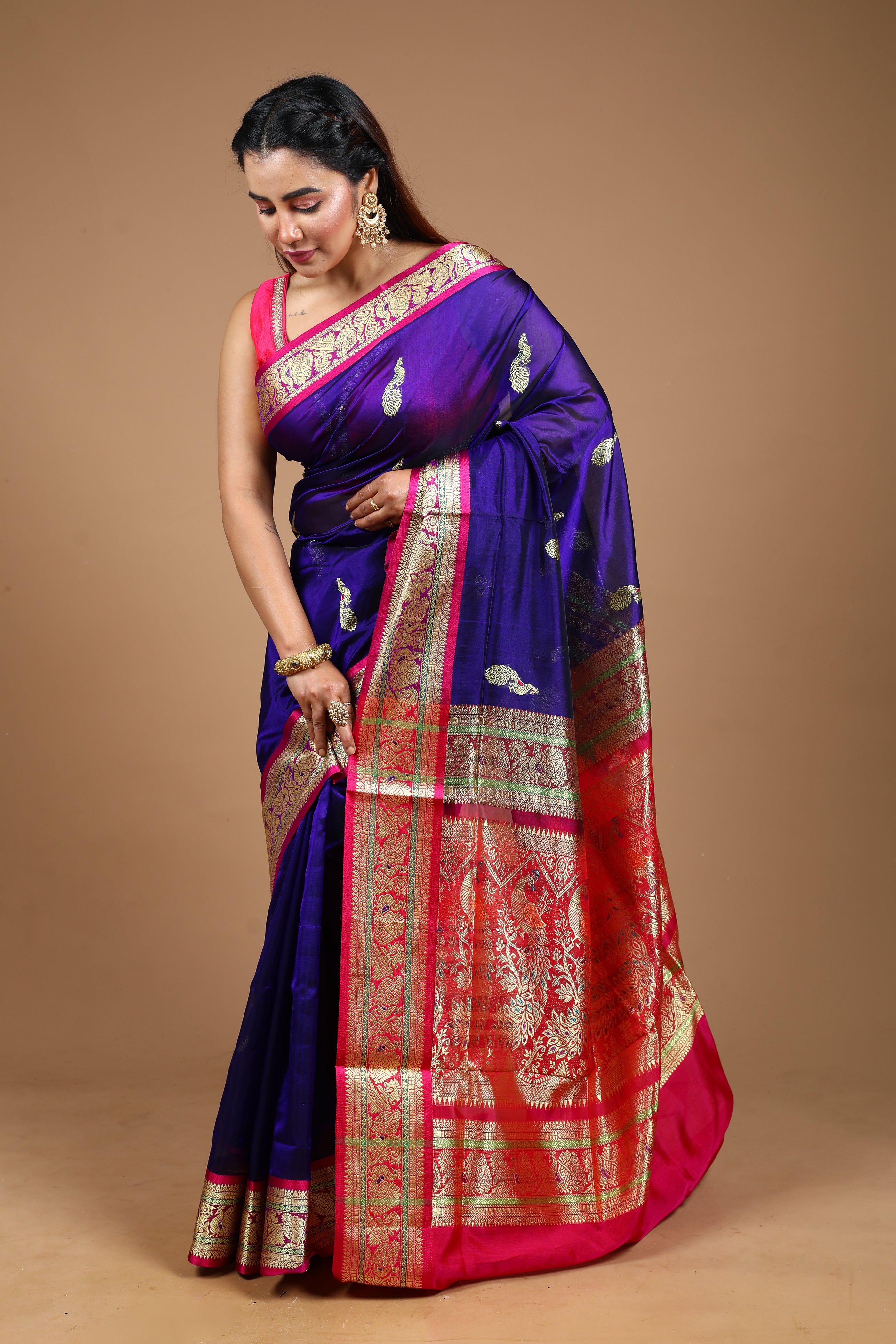 Royal Blue Blended Pattu Silk Saree