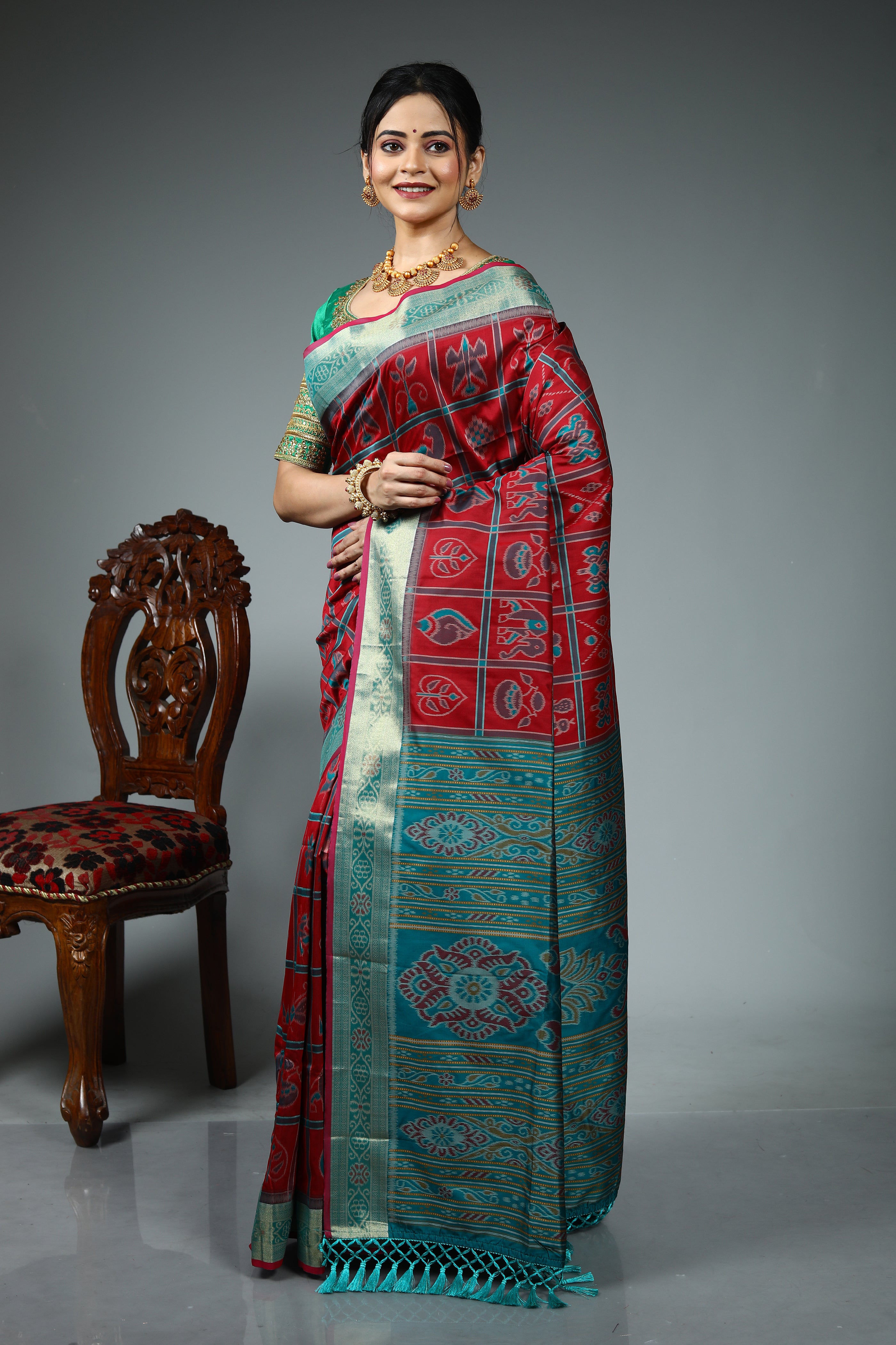 Maroon Blended Handloom Silk Saree