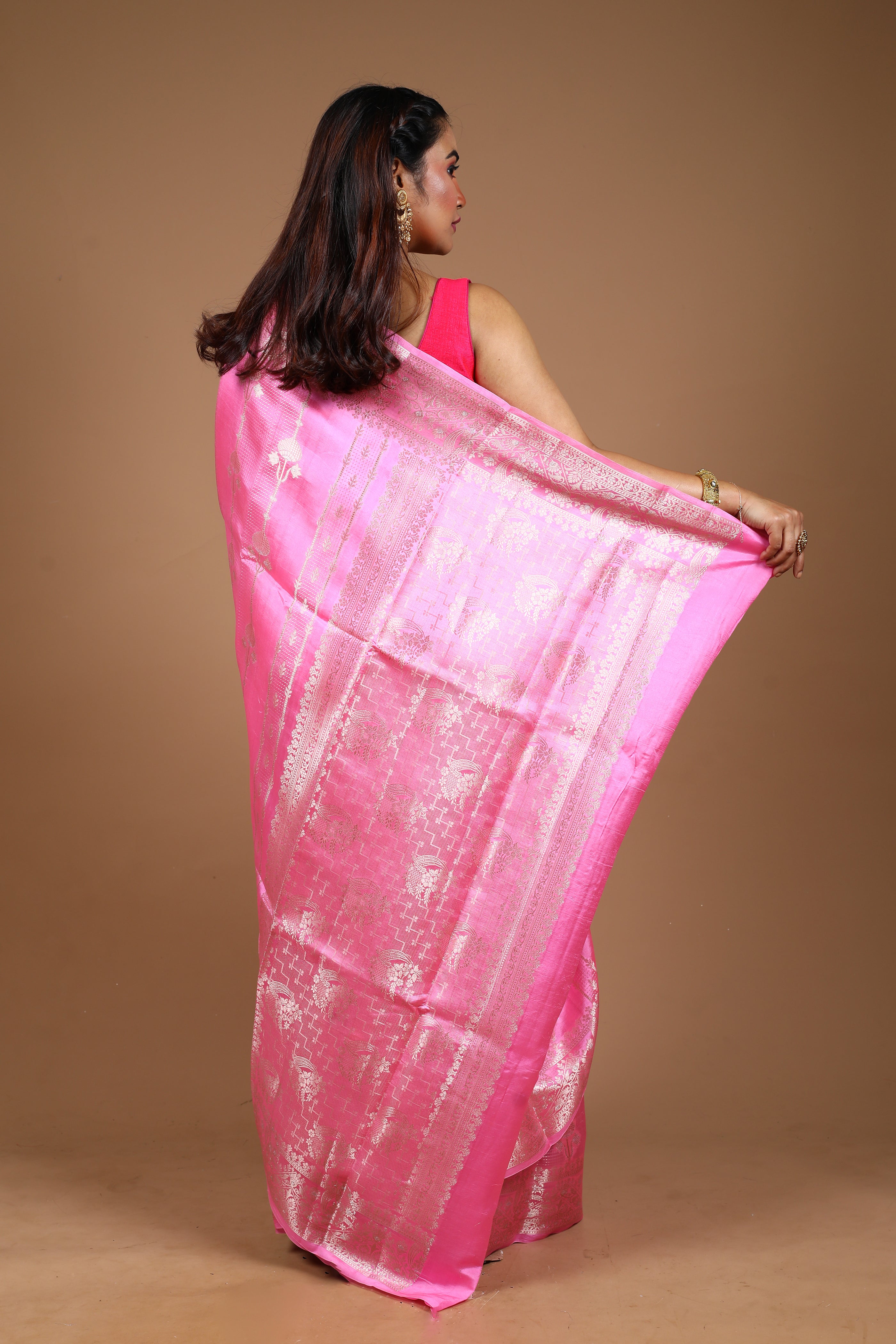 Designer Light Pink Tussar Saree