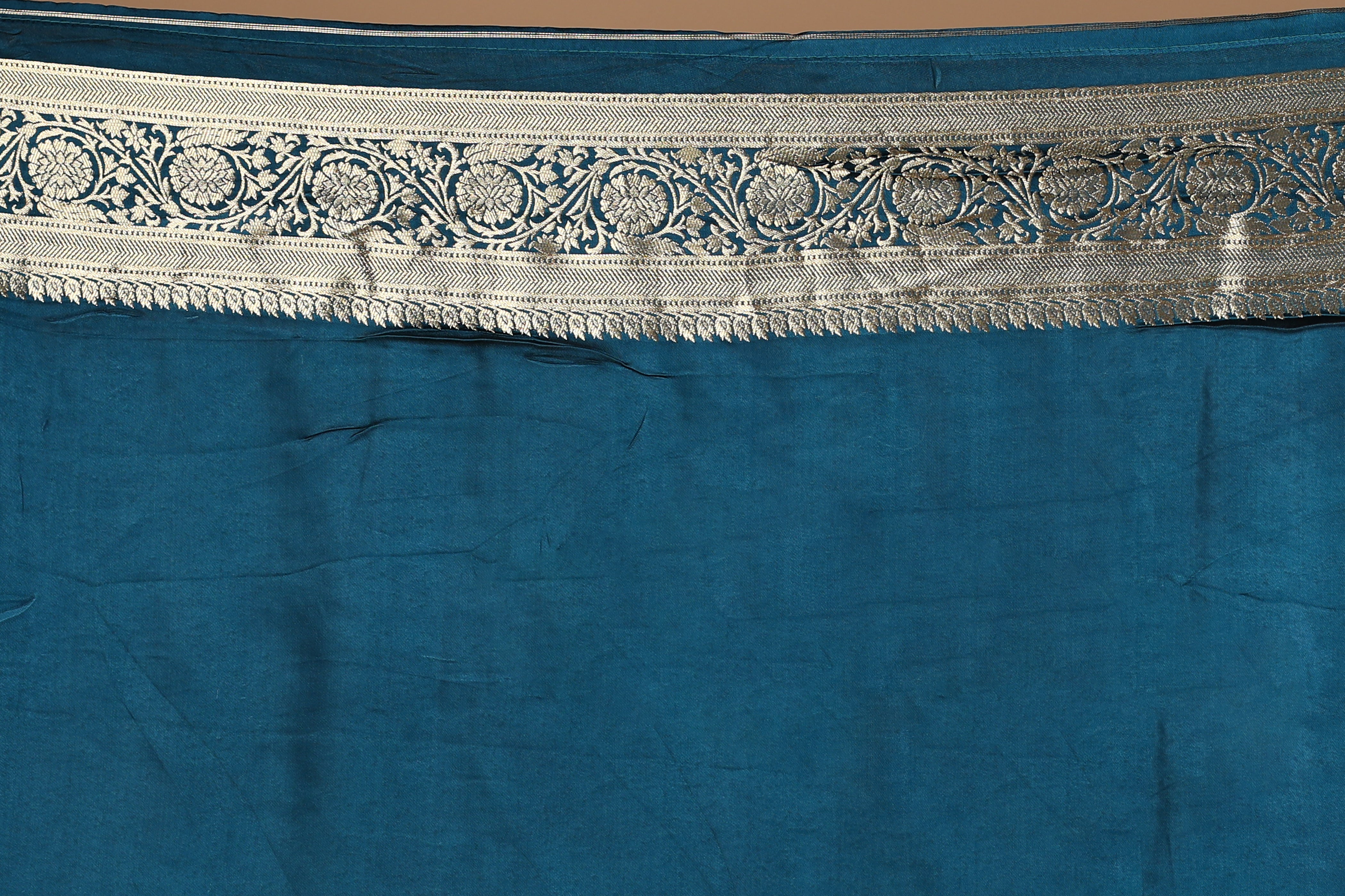 Rama Green Blended Satin Silk Saree