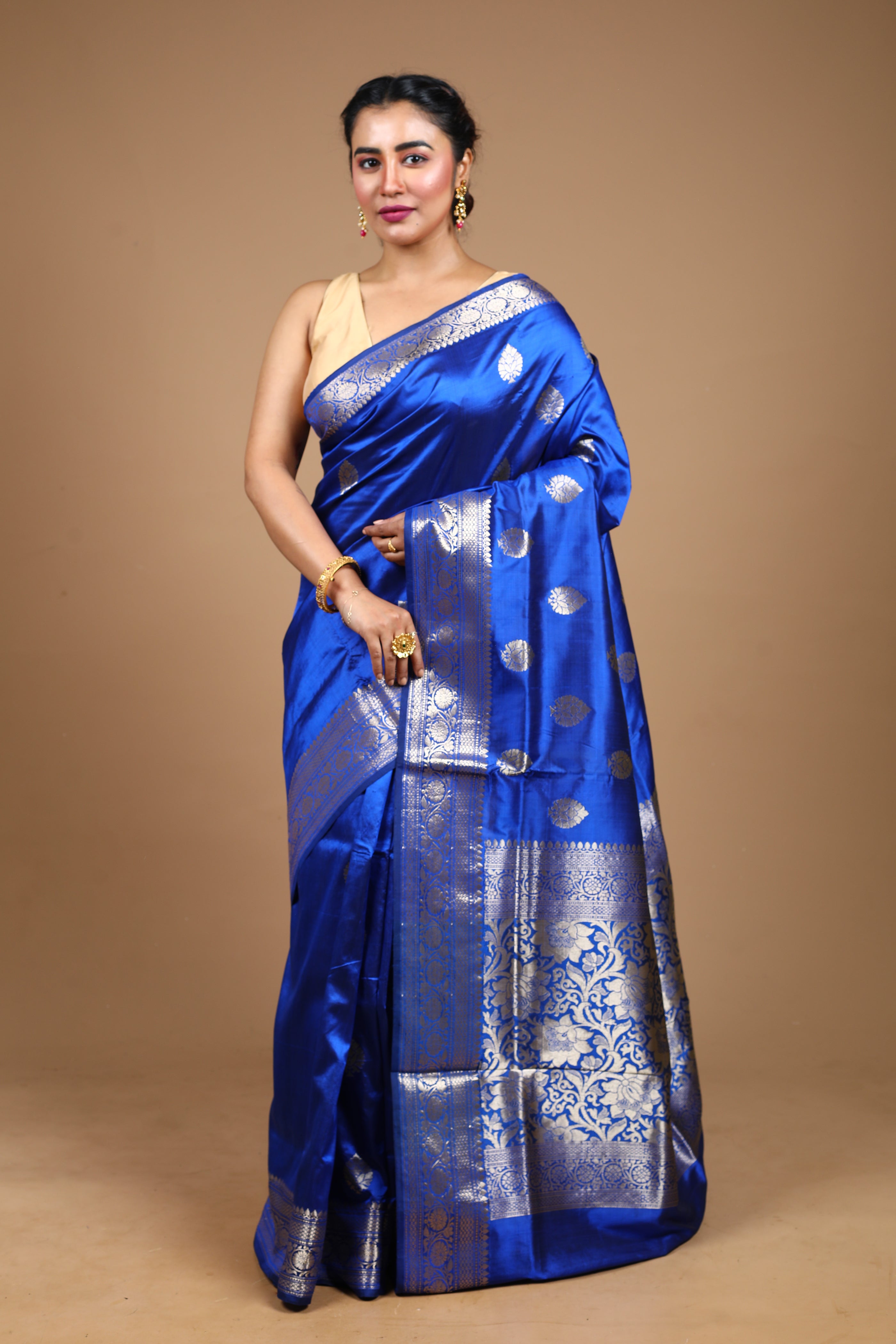 Royal Blue Pure Katan Silk Saree