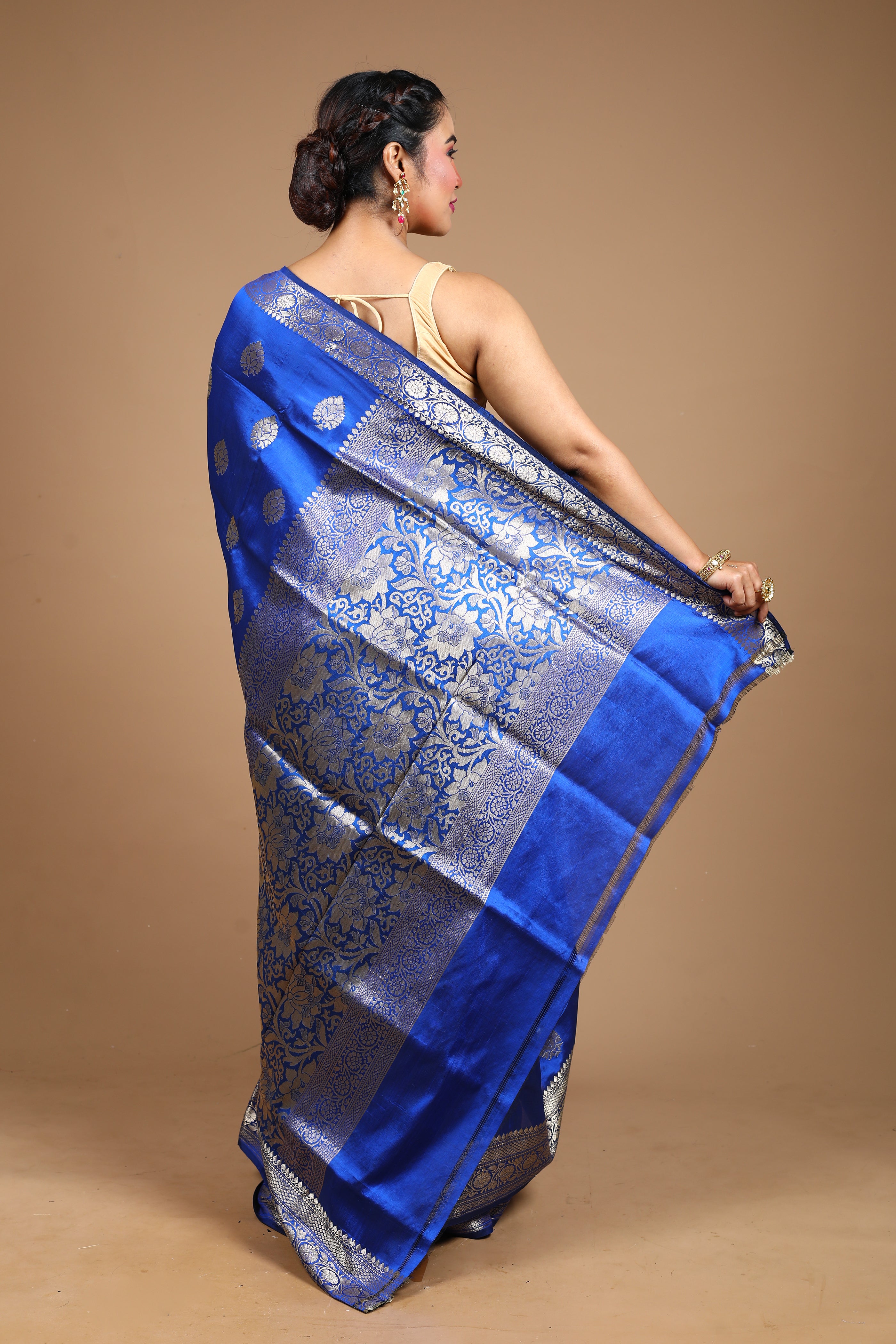 Royal Blue Pure Katan Silk Saree