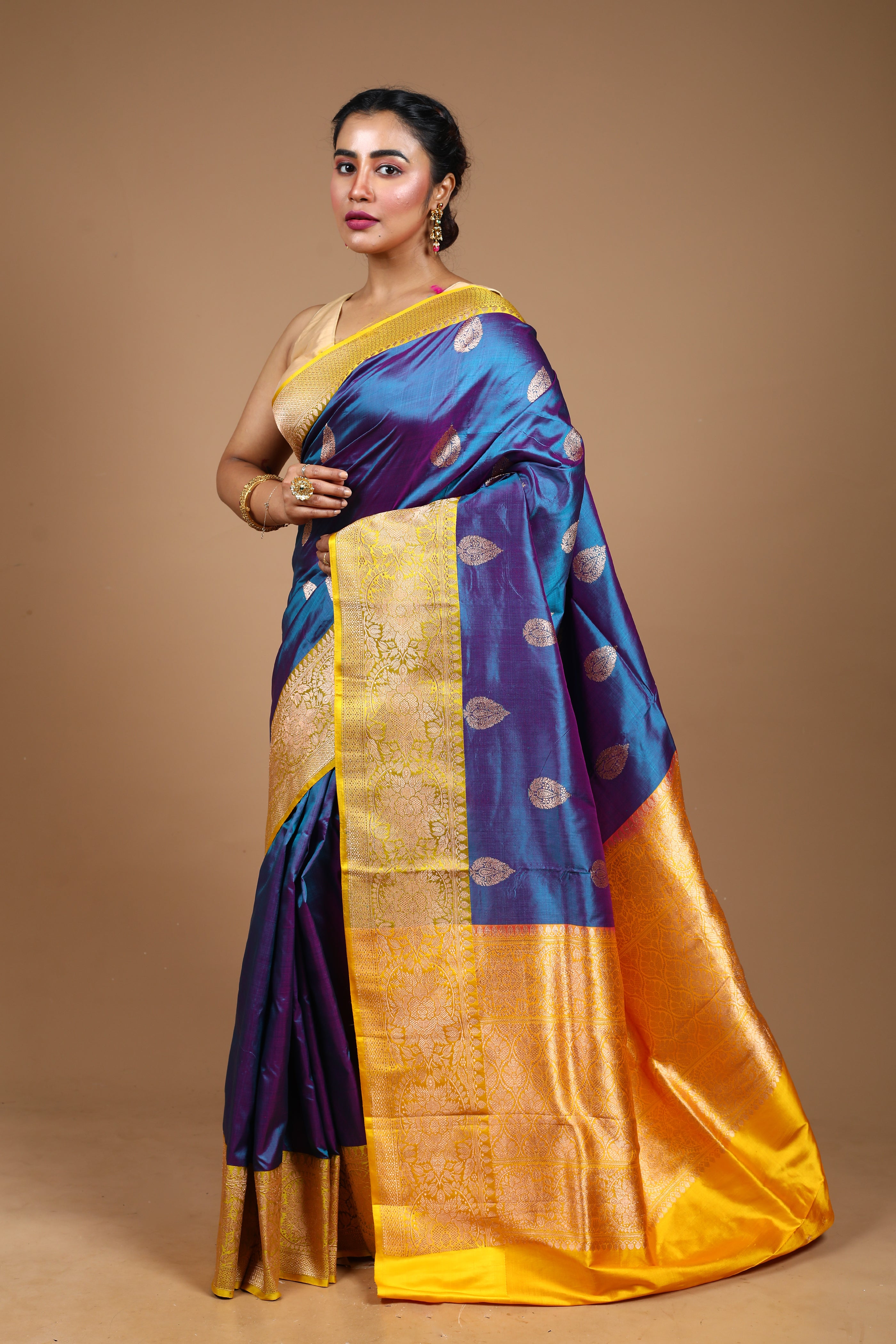 Blue Pure Katan Silk Saree