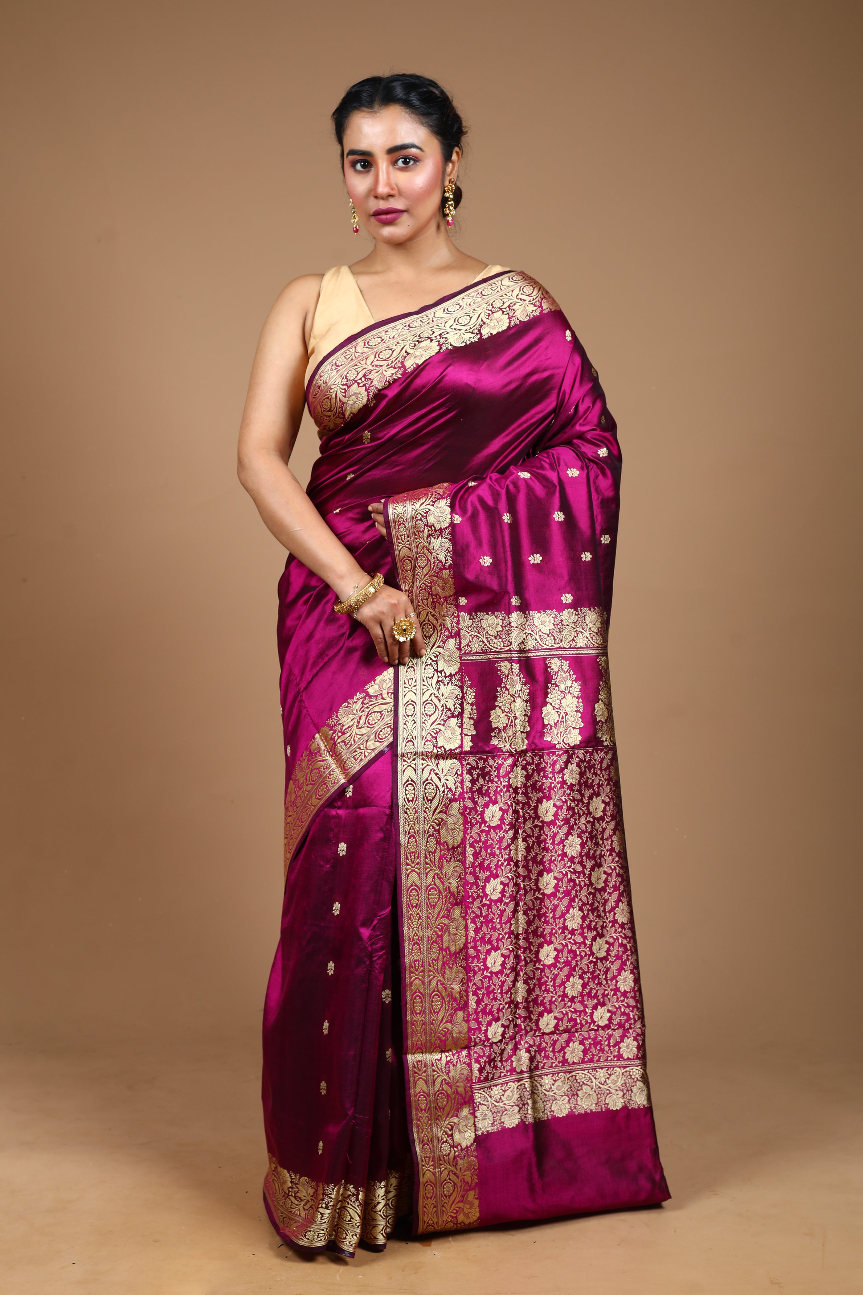 Magenta Pure Katan Silk Saree