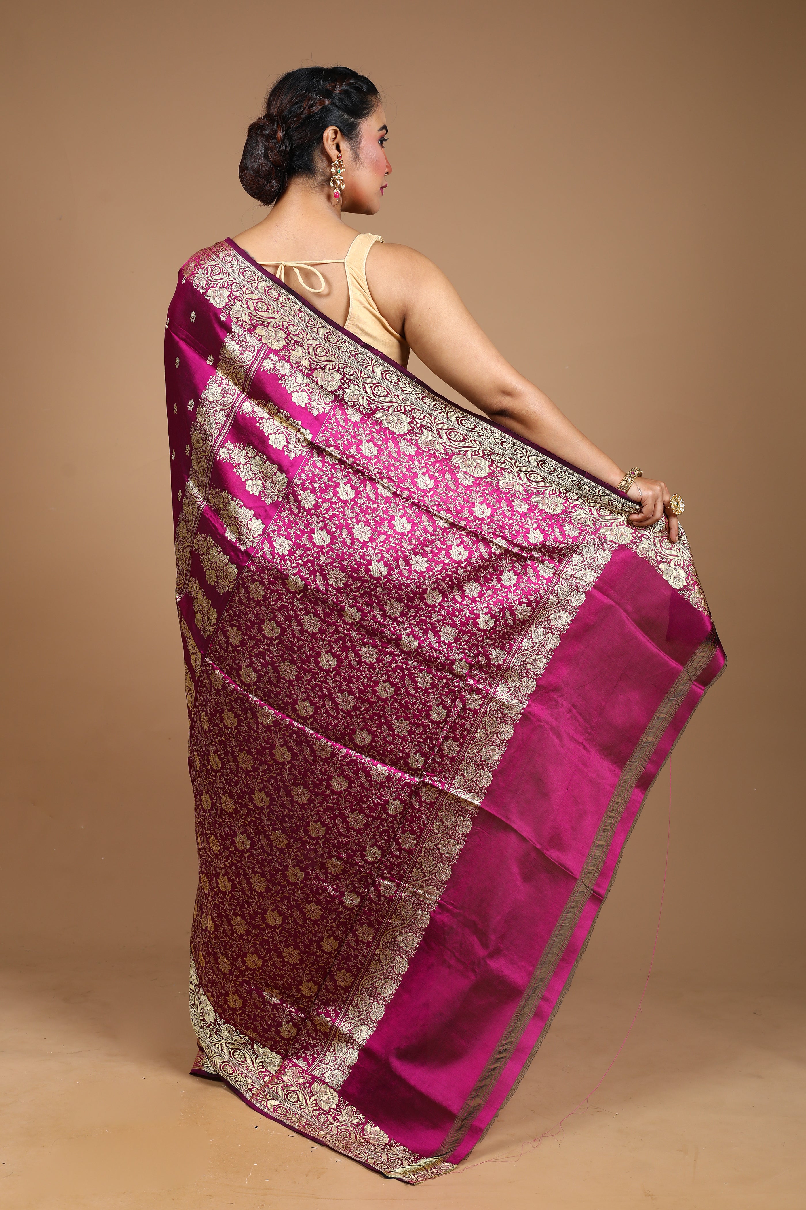 Magenta Pure Katan Silk Saree
