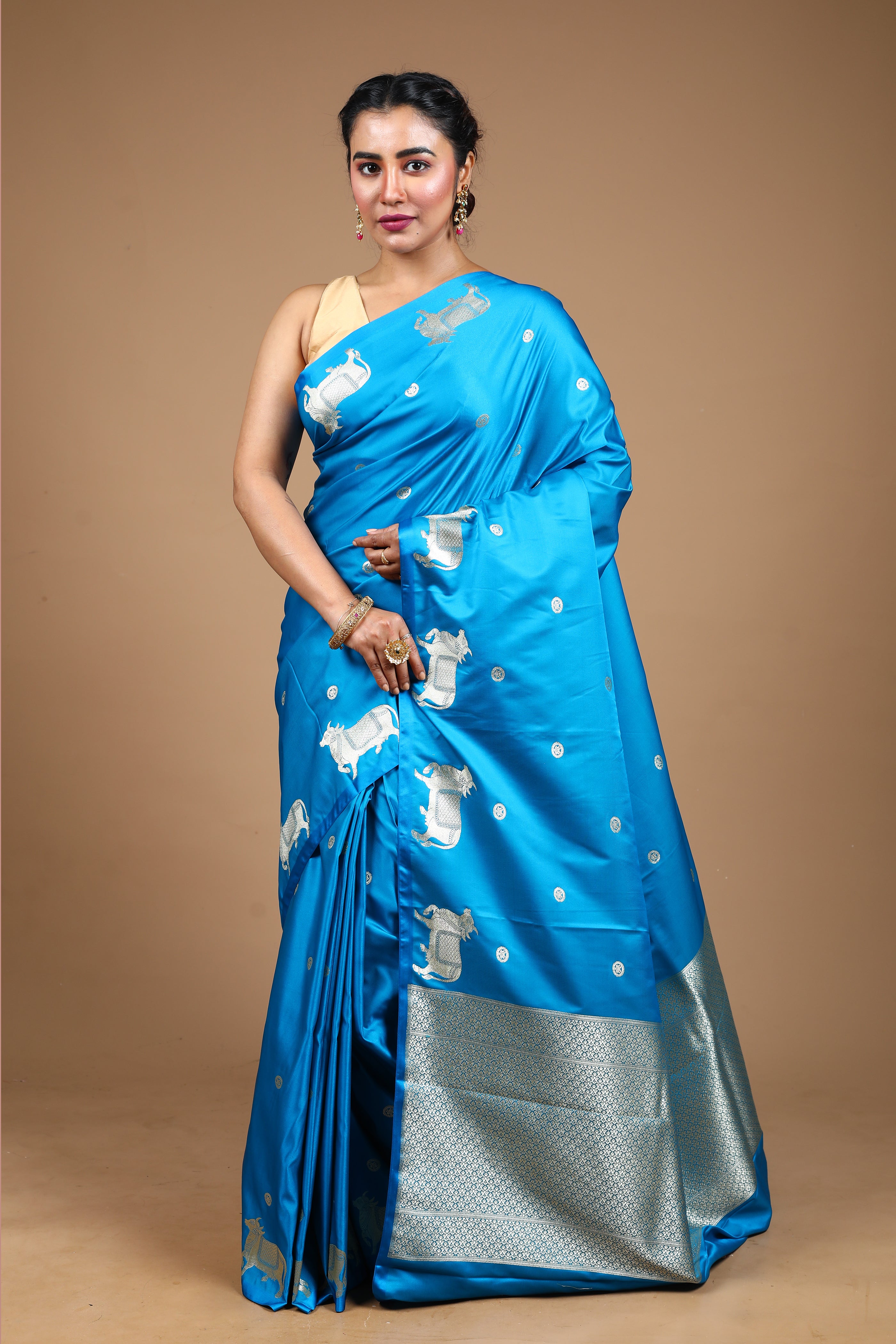 Blue Blended Mushro Silk Saree