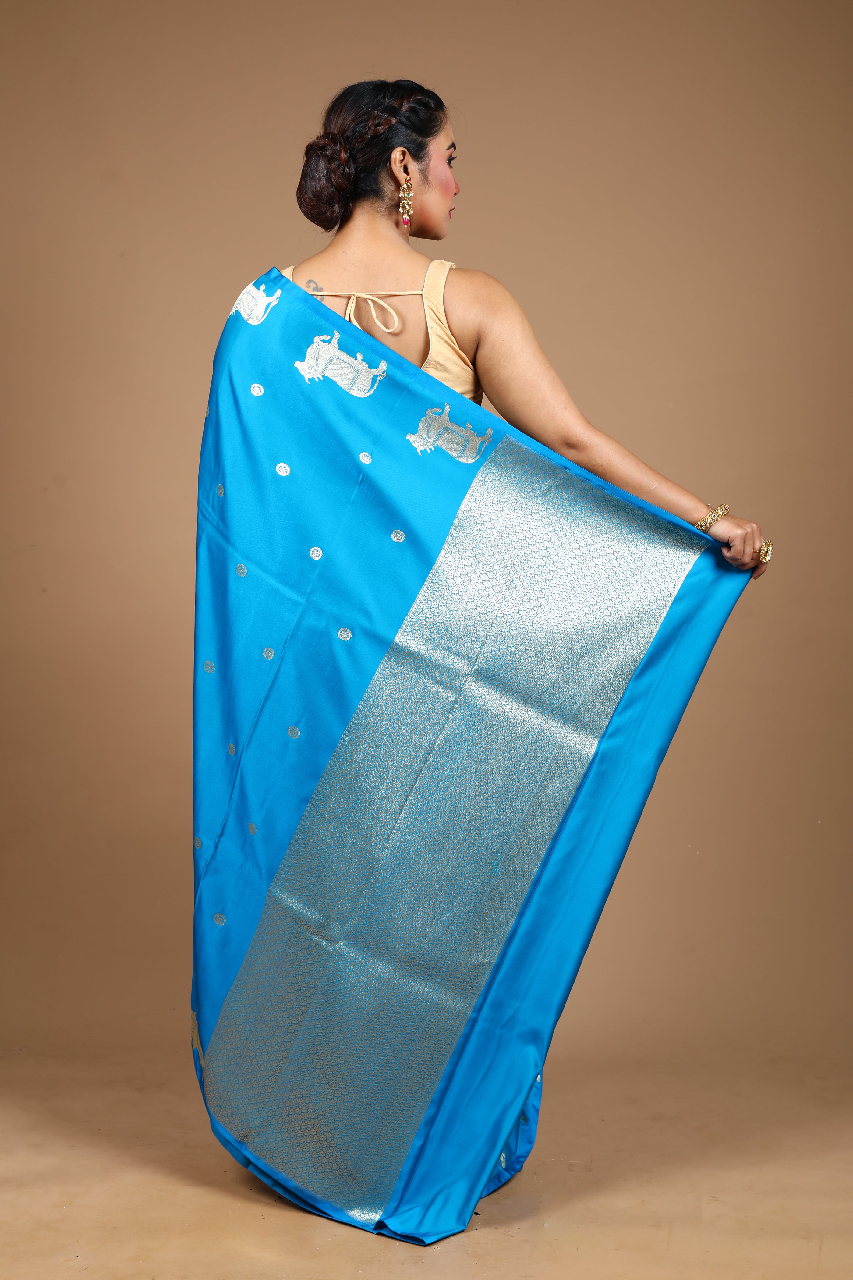 Blue Blended Mushro Silk Saree