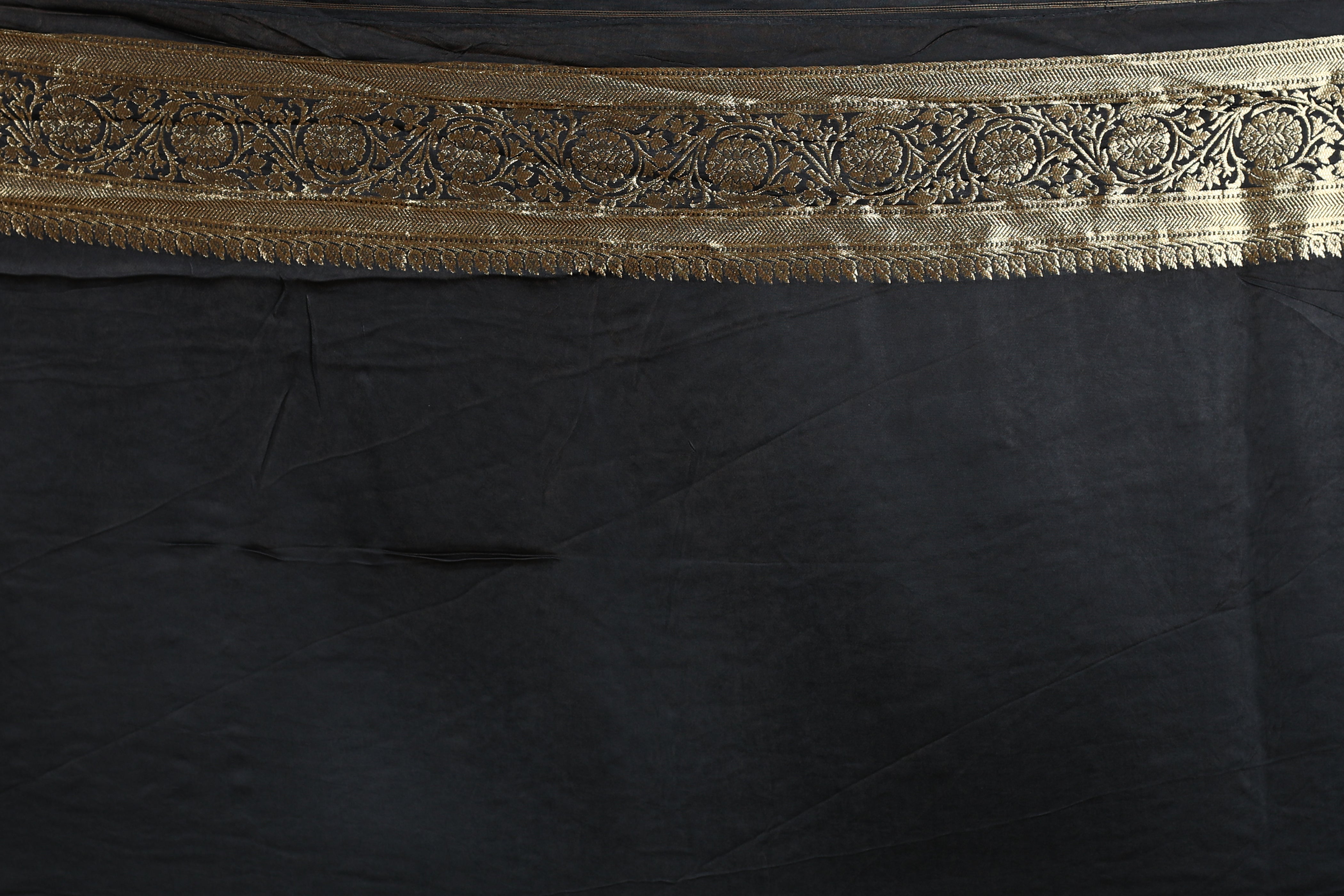 Black Blended Satin Silk Saree