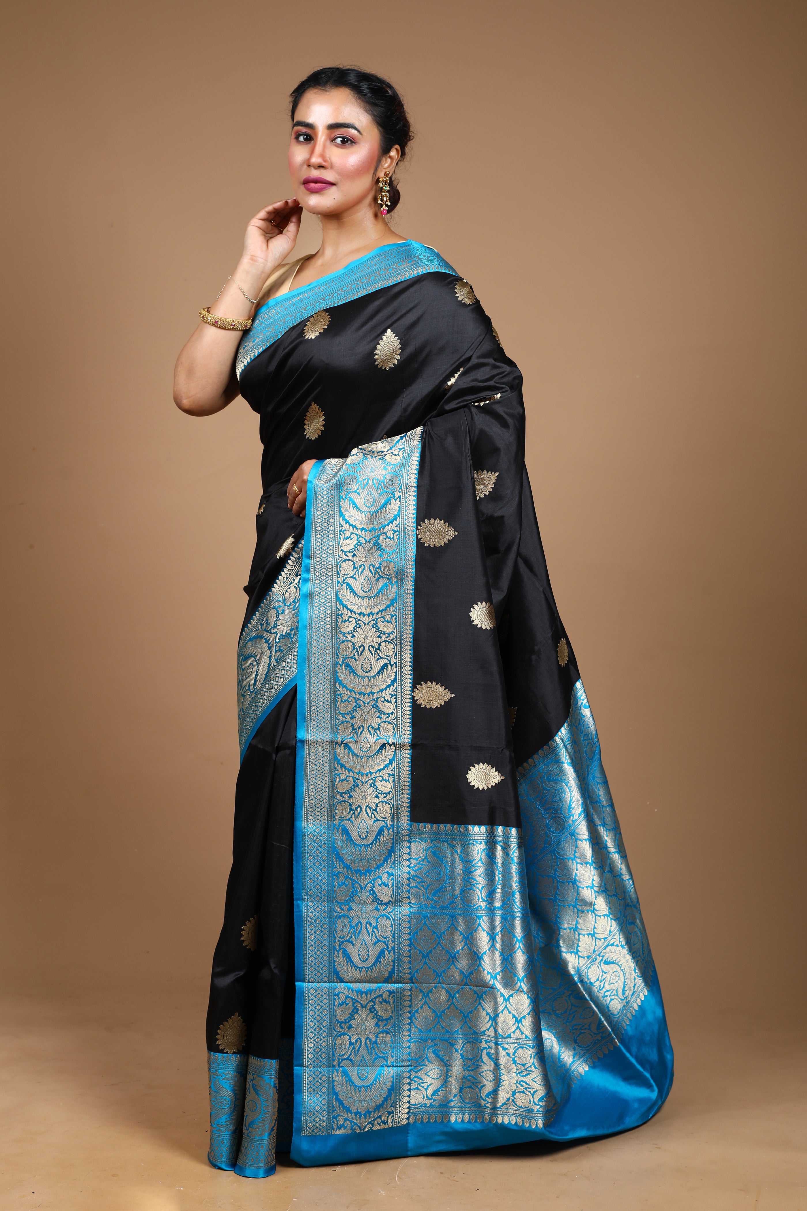 Black Pure Katan Silk Saree