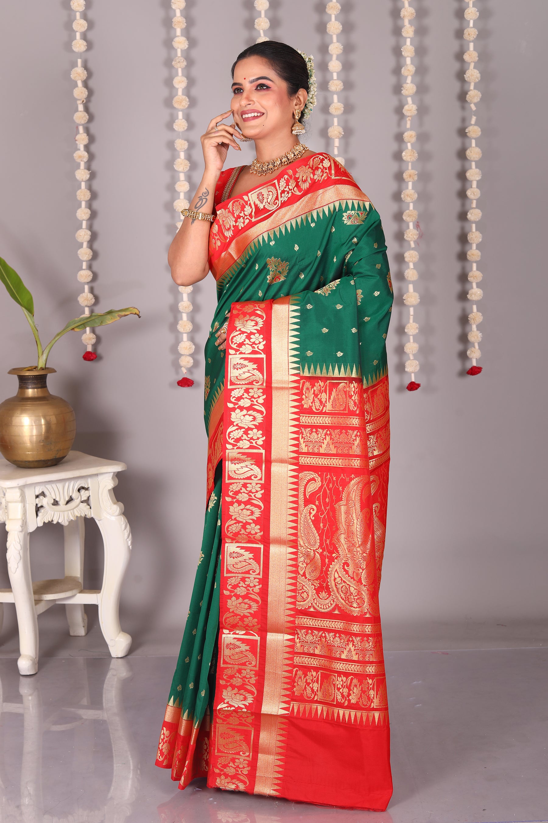 Green Blended Kanjivaram Silk Saree - Keya Seth Exclusive