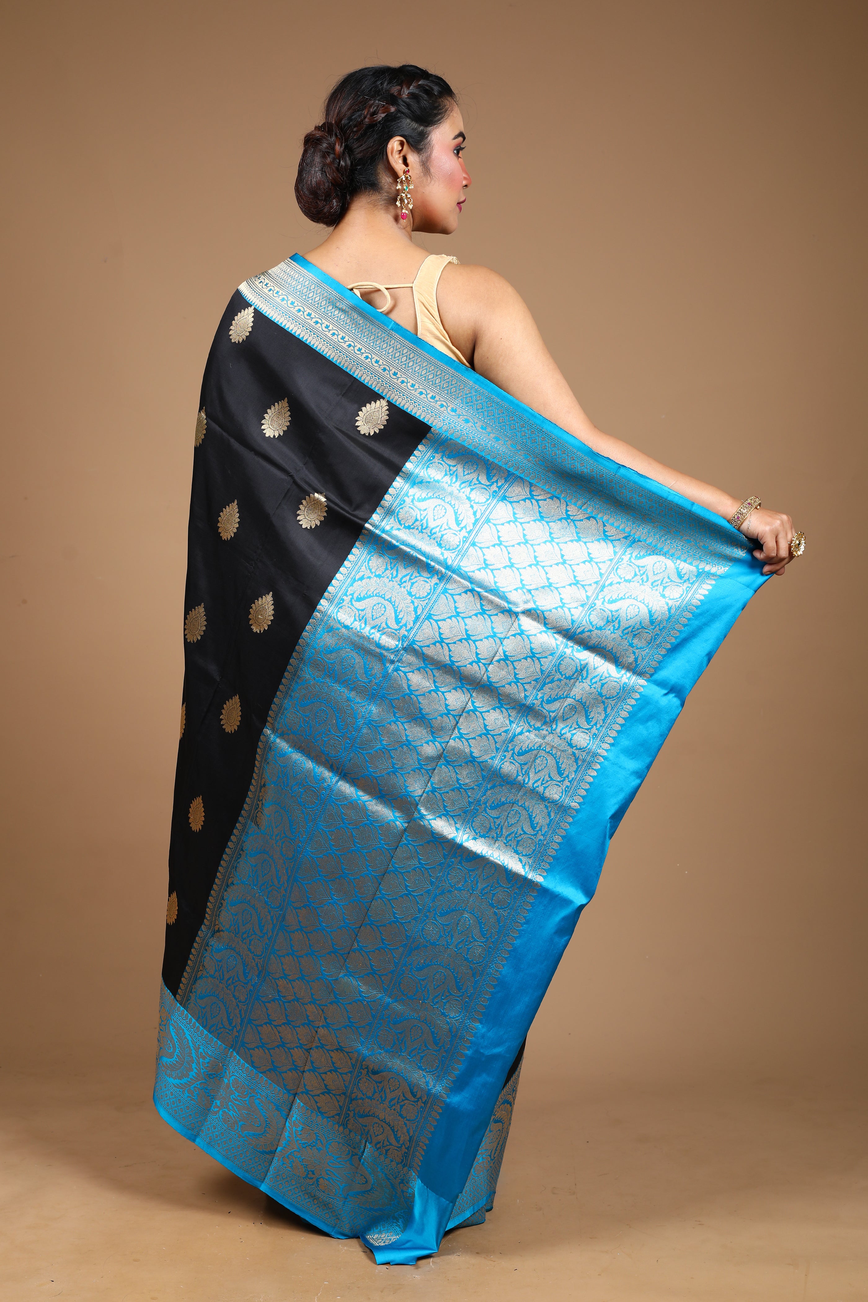 Black Pure Katan Silk Saree