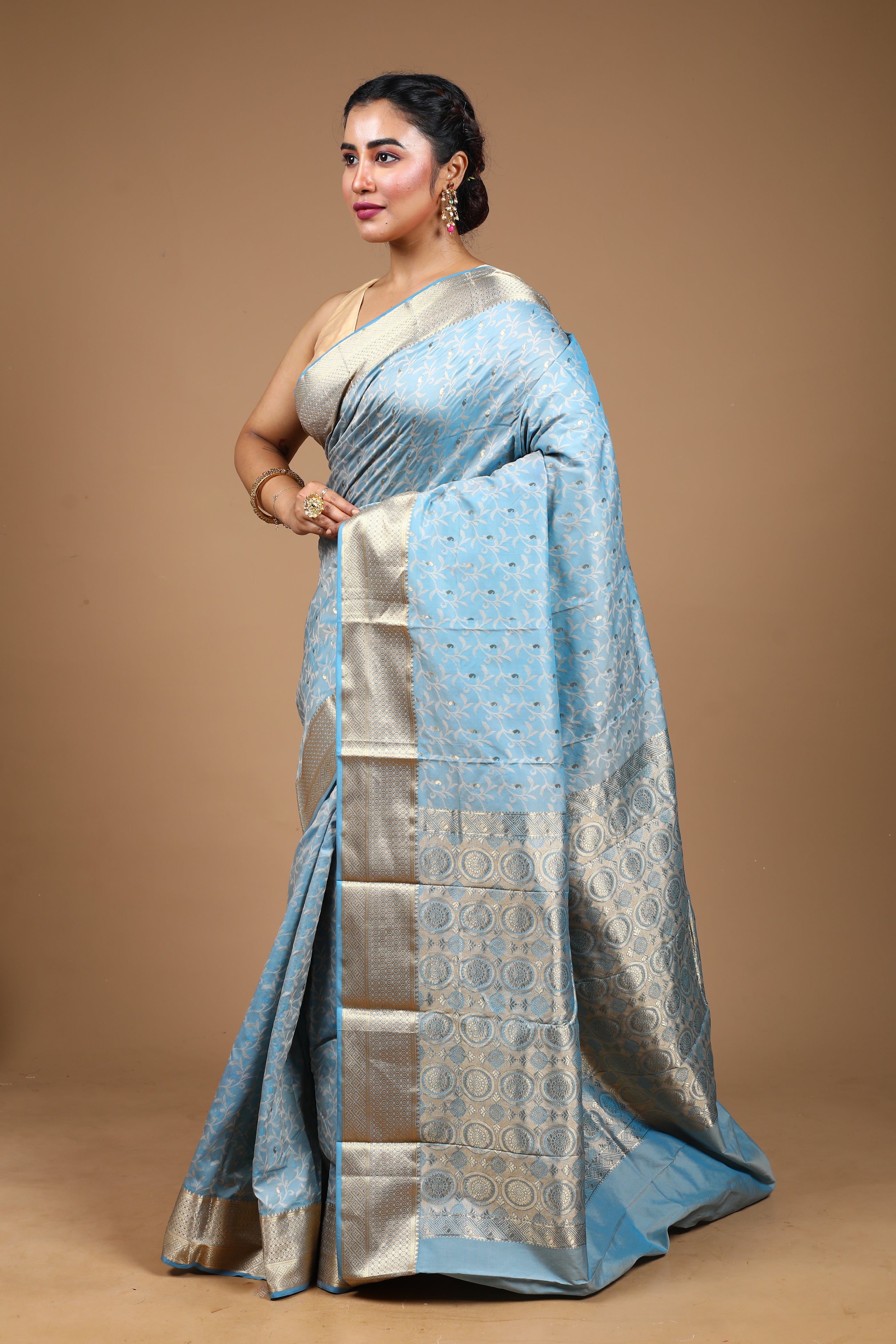Light Blue Pure Kanjivaram Silk Saree