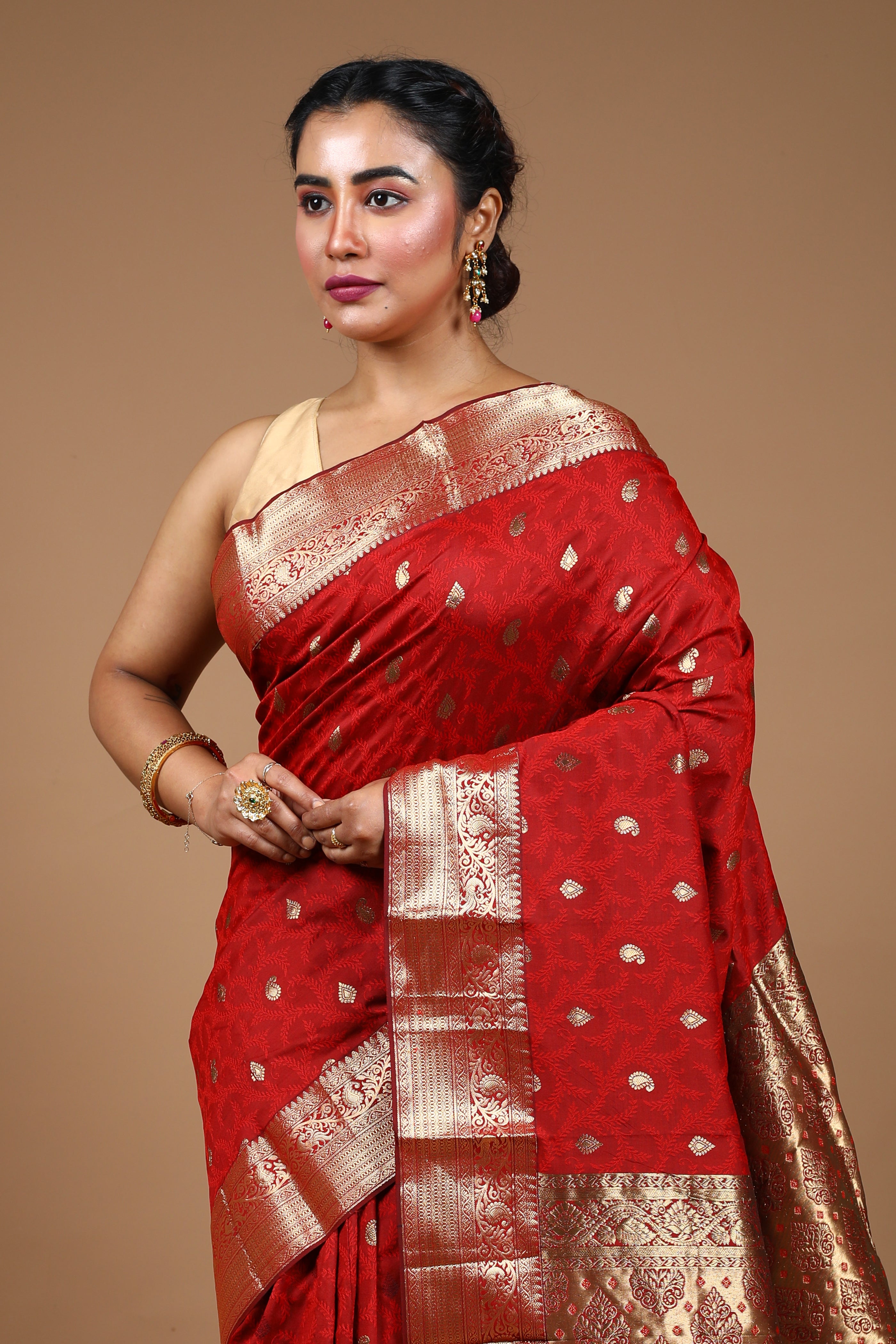 Maroon Pure Kanjivaram Silk Saree